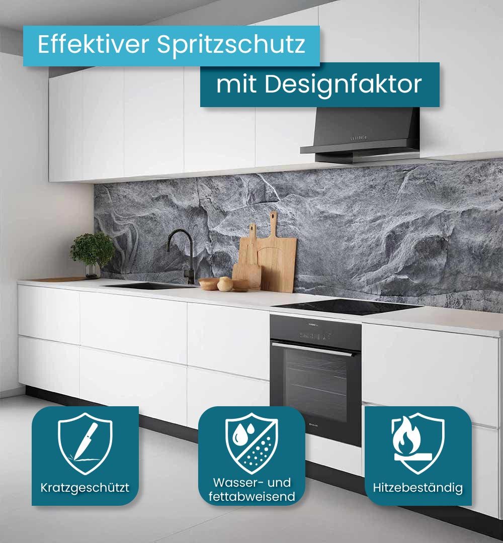 MyMaxxi Küchenrückwand Küchenrückwand selbstklebend Steinwand grau Spritzsc günstig online kaufen
