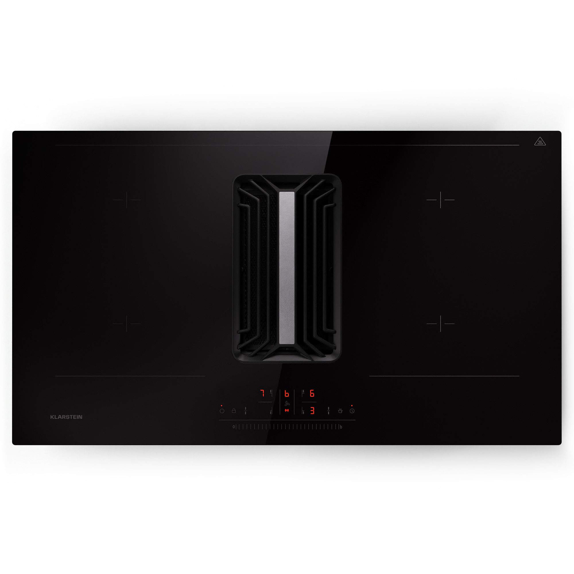 Klarstein Induktions-Kochfeld AirJet 90 Induktionskochfeld 90 cm mit Dunstabzug 7200 W 754 m³/h, Kochfeld Hob mit Dunstabzughaube 4 Zonen Touch & A++
