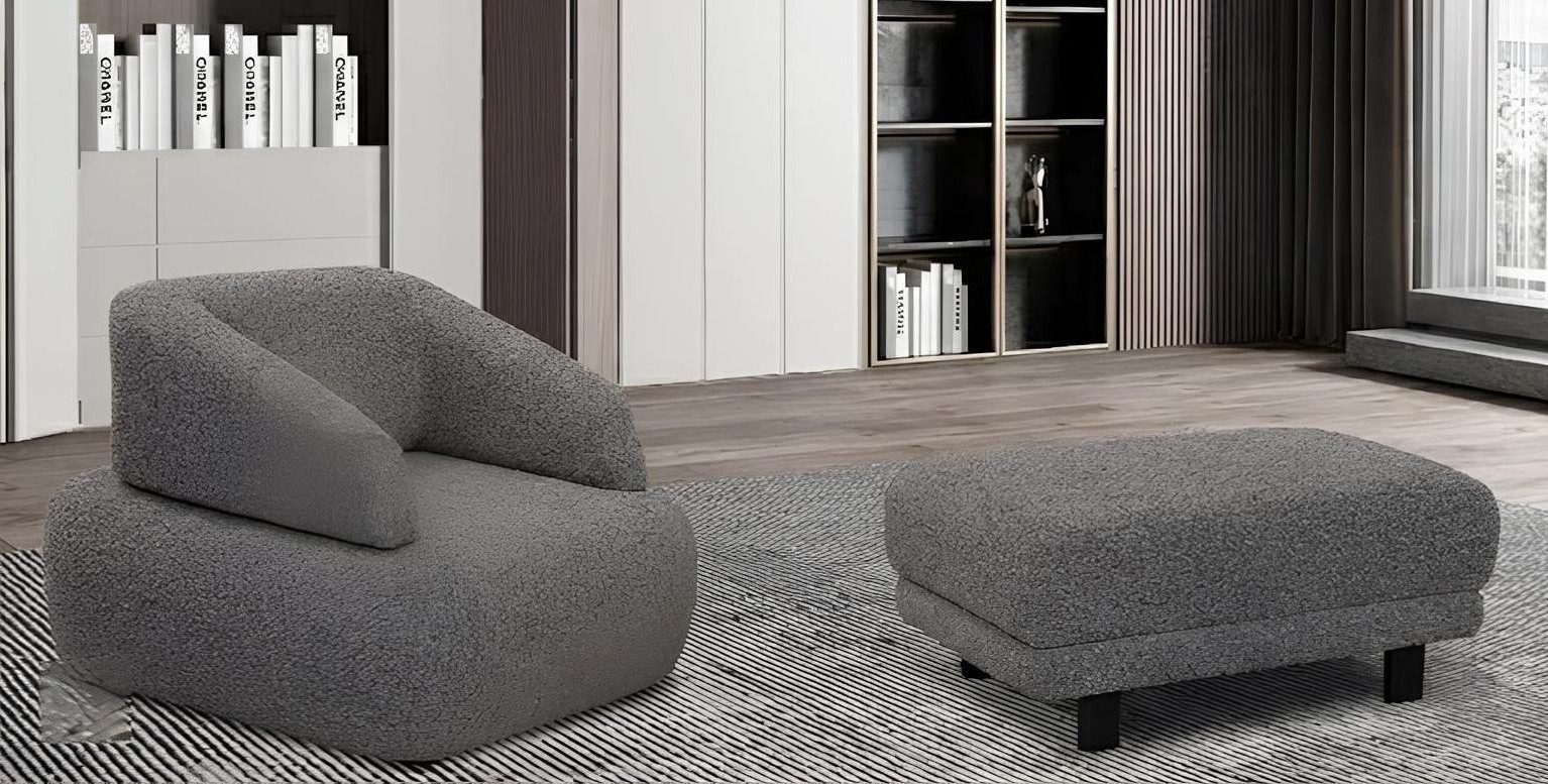 Xlmoebel Sessel Minimalistische Sessel und Hocker für elegantes Wohnen (2-St., Sessel mit Hocker), Made in Europa