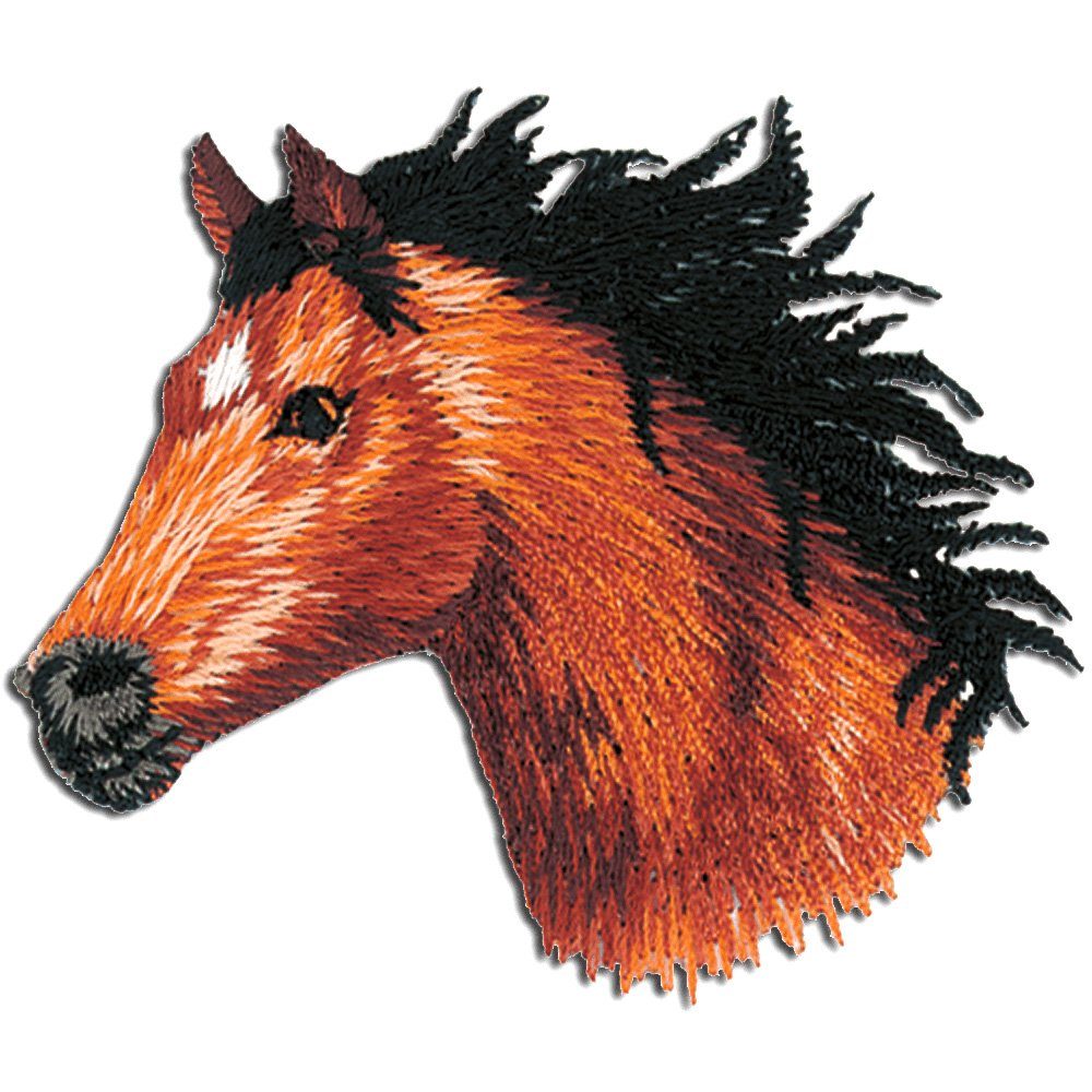 Catch the Patch Aufnäher Bügelbild, Aufbügler, Applikationen, Patches, Flicken, zum aufbügeln, Polyester, Pferd Kopf Tier - Größe: 5,6 x 5,5 cm