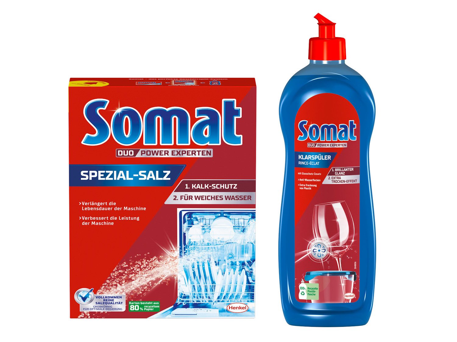 Somat Spezial Salz (1,2 kg) & Klarspüler (750ml), [2-St. Geschirrspüler-Pflege Set für Kalk-Schutz & brillanten Glanz)