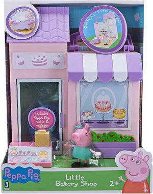 Jazwares Merchandise-Figur Peppa Pig Spielset, Peppa Wutz Puppe & kleine Bäckerei, Schweinchen, (Figur mit Zubehör), Peppa Pig Bäckerei Spielzeug