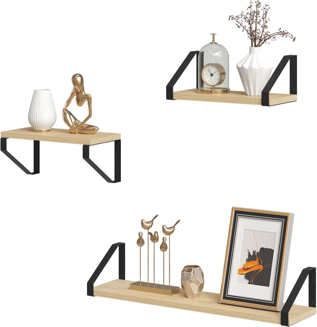 EUGAD Wandregal, Set 3-tlg., 3er Set Hängeregal, Schweberegal, Küchenregal günstig online kaufen