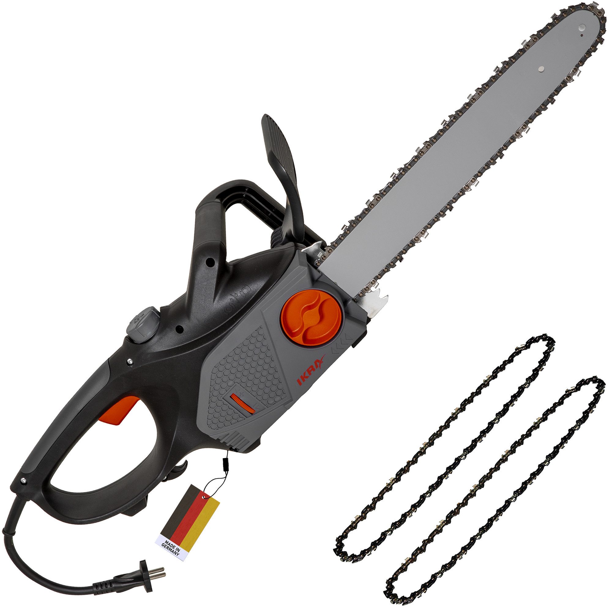ikra GmbH Elektro-Kettensäge KSE 2400-40, 40 cm Schwertlänge, 2400 Watt, inkl. 3. Kette, Made in Germany