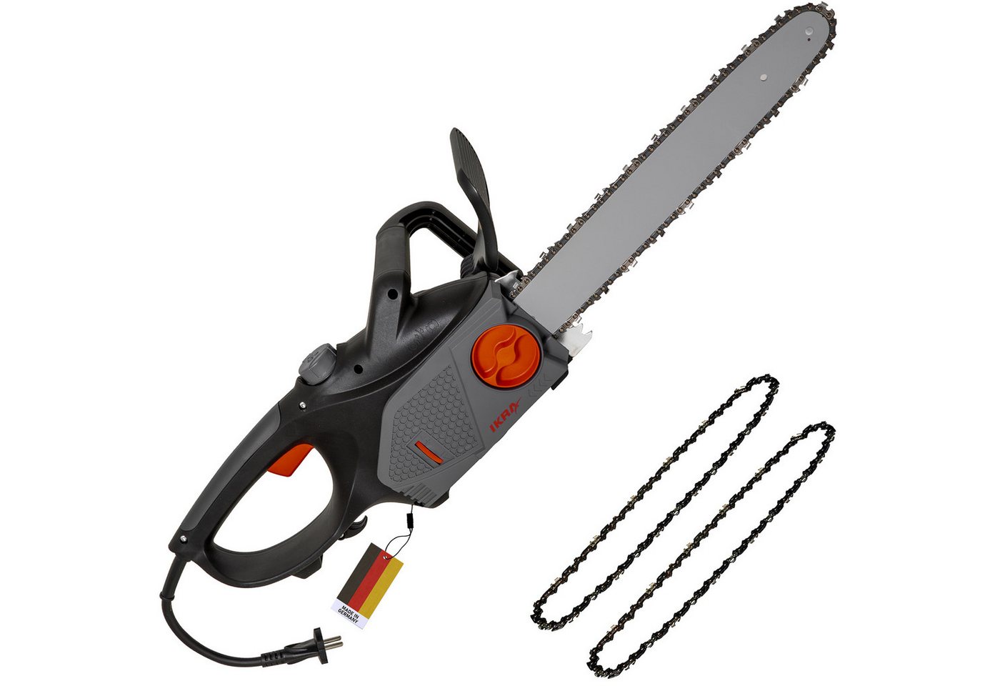 ikra GmbH Elektro-Kettensäge KSE 2400-40, 40 cm Schwertlänge, 2400 Watt, inkl. 3. Kette, Made in Germany