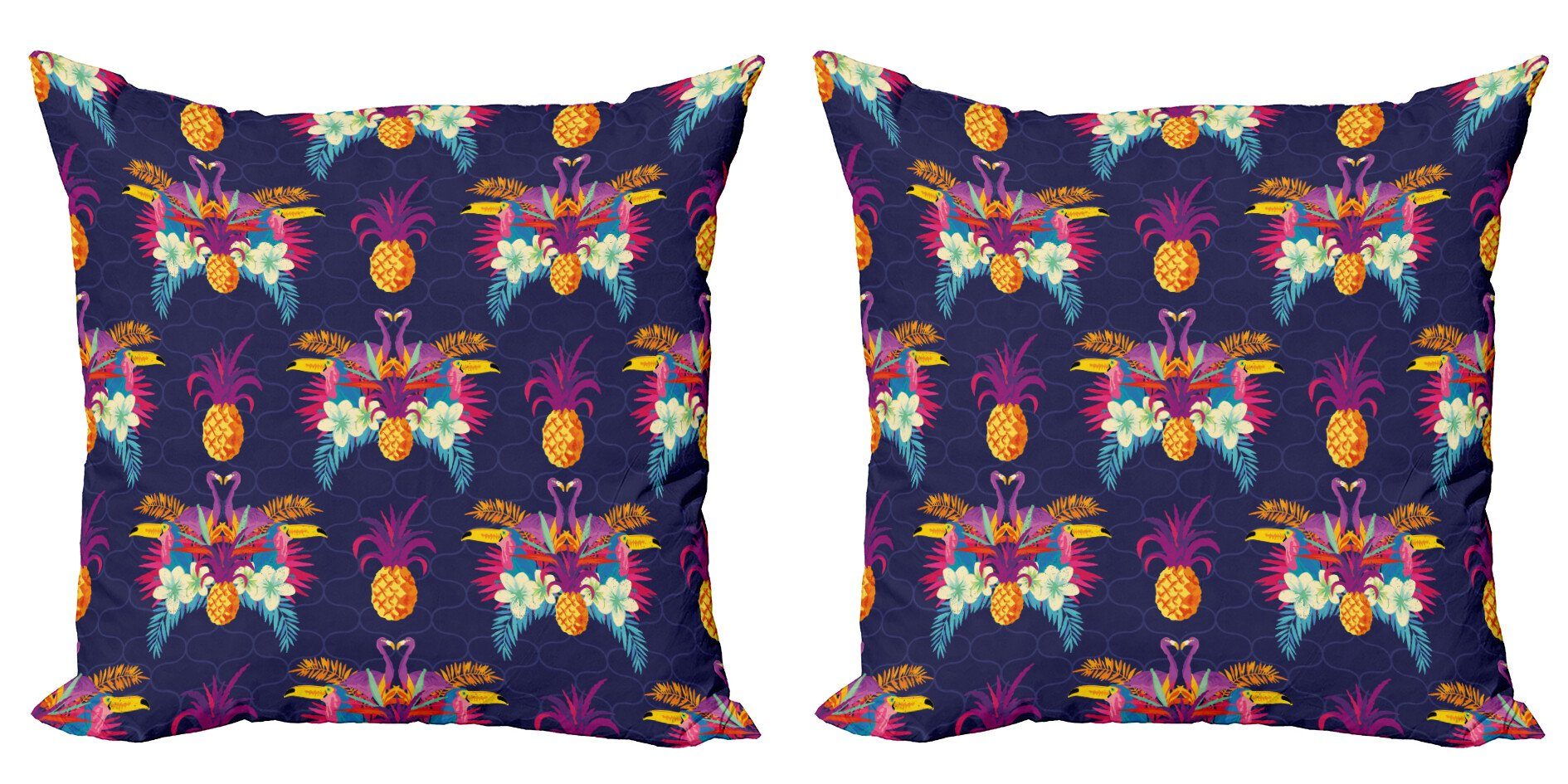 Kissenbezüge Modern Accent Doppelseitiger Digitaldruck, Abakuhaus (2 Stück), Exotisch Klare Blumen Ananas