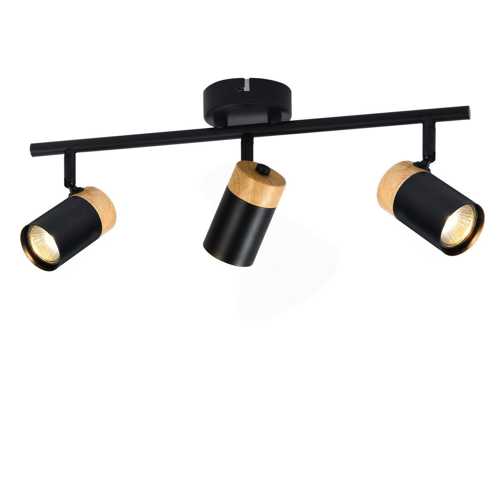 Nettlife Deckenstrahler 2/3/4 Flammig Holz GU10 Deckenlampe Schwarz, Schwen günstig online kaufen