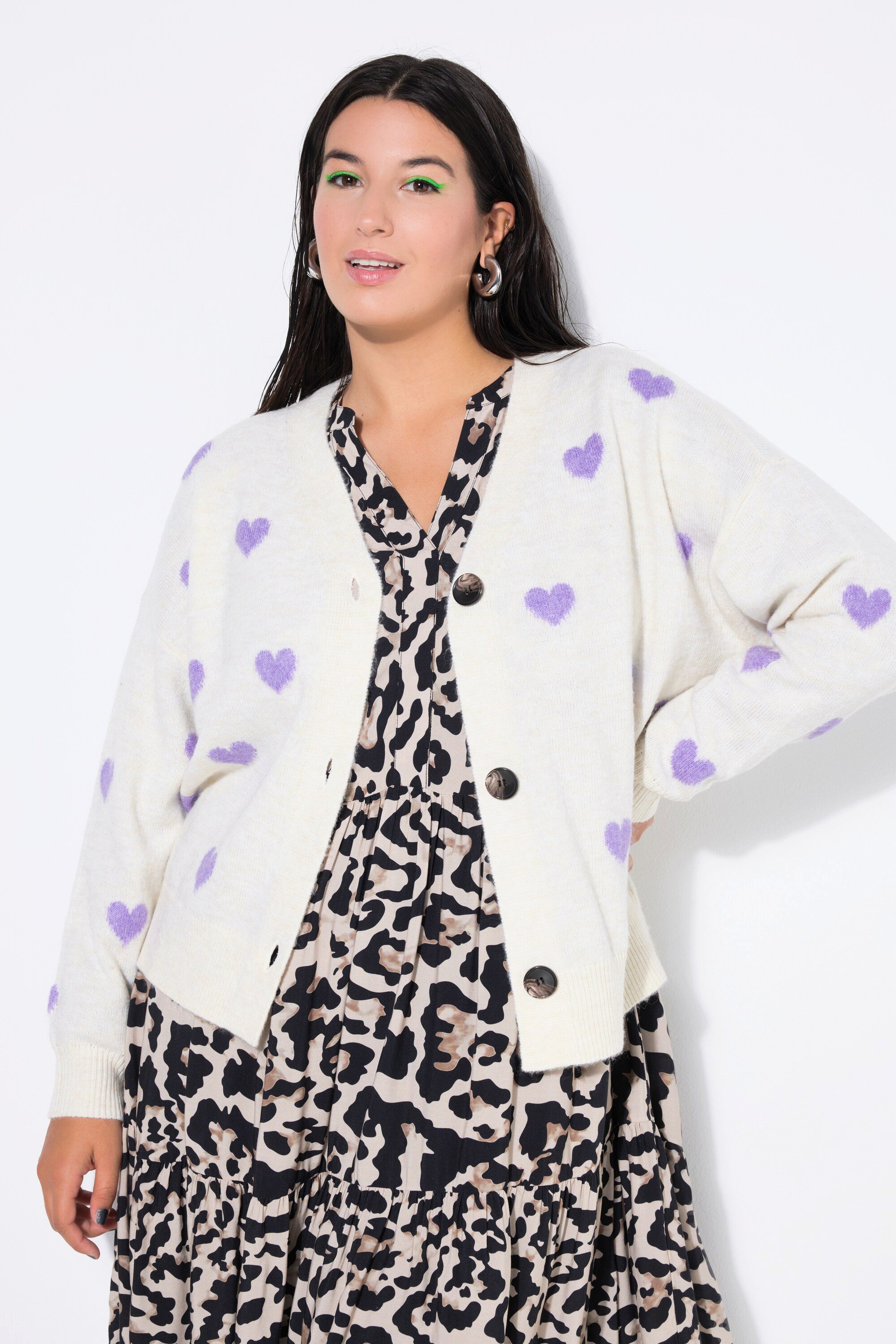 Studio Untold Strickjacke Strickjacke Oversize Shape Hearts