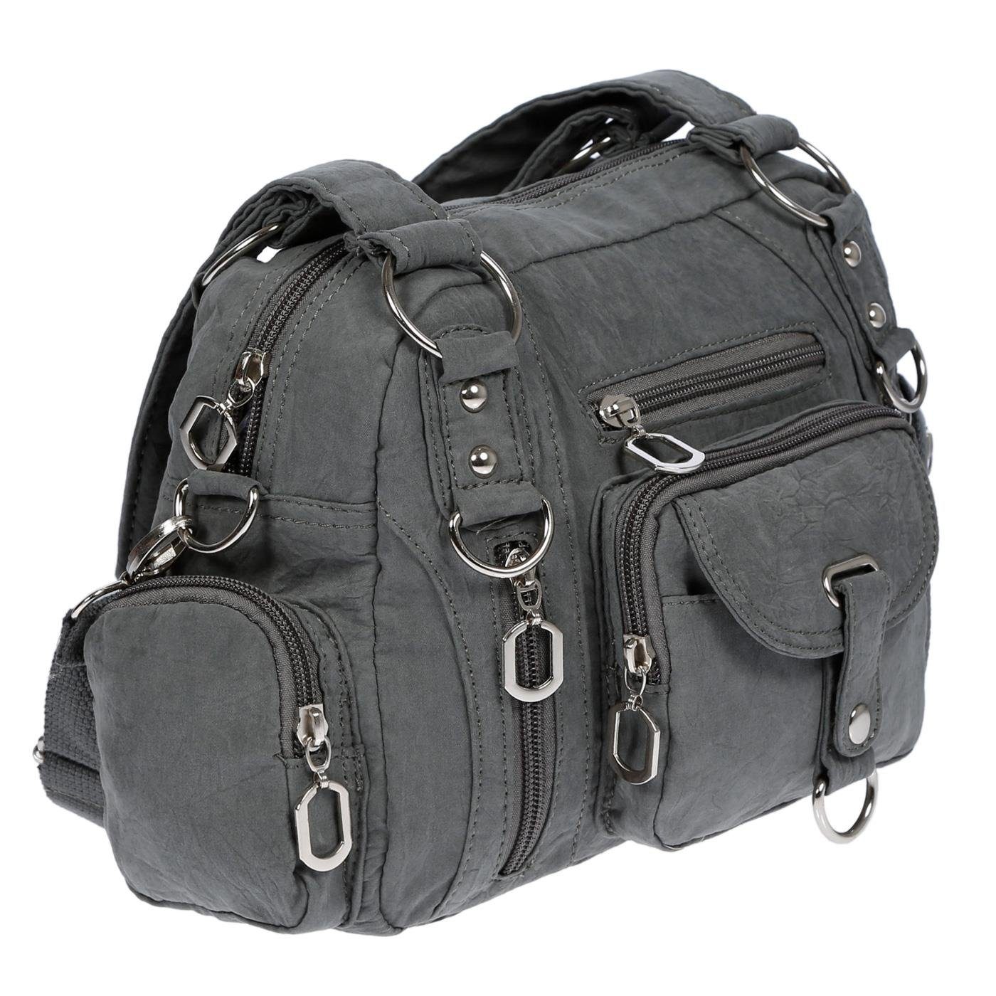 Christian Wippermann Henkeltasche Damenhandtasche Schultertasche Tasche Umhängetasche, Canvas Shopper Crossover Bag