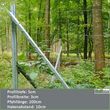 TRUTZHOLM Zaunpfosten Z-Profil Zaunpfosten 2 m verzinkt 40x Zaunpfähle inkl. Haken Forstprof, (40-St)