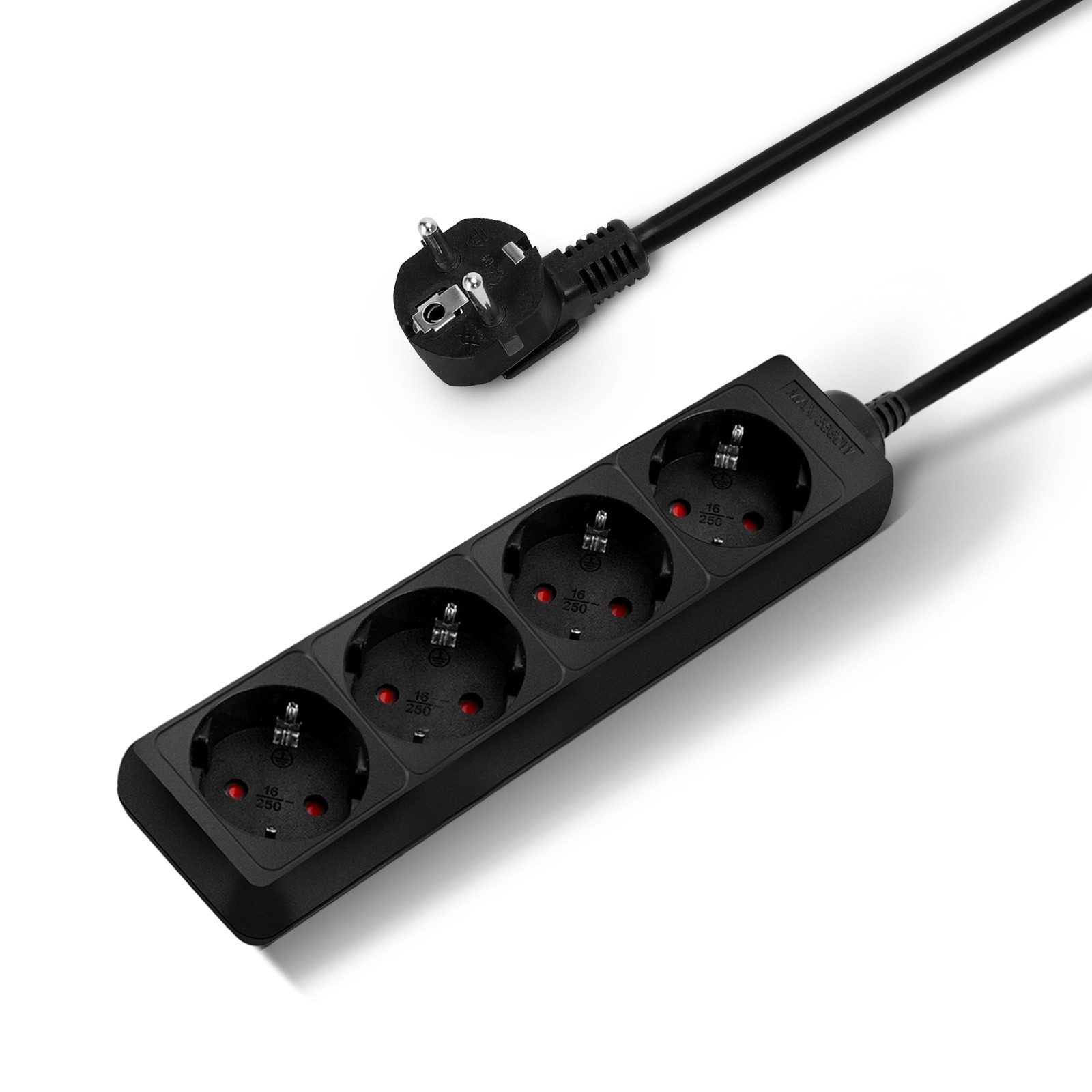 Aigostar Steckdosenleiste Kindersicherung Schalter Schwarz Steckdosenleiste (Kabellänge 1.5 m)