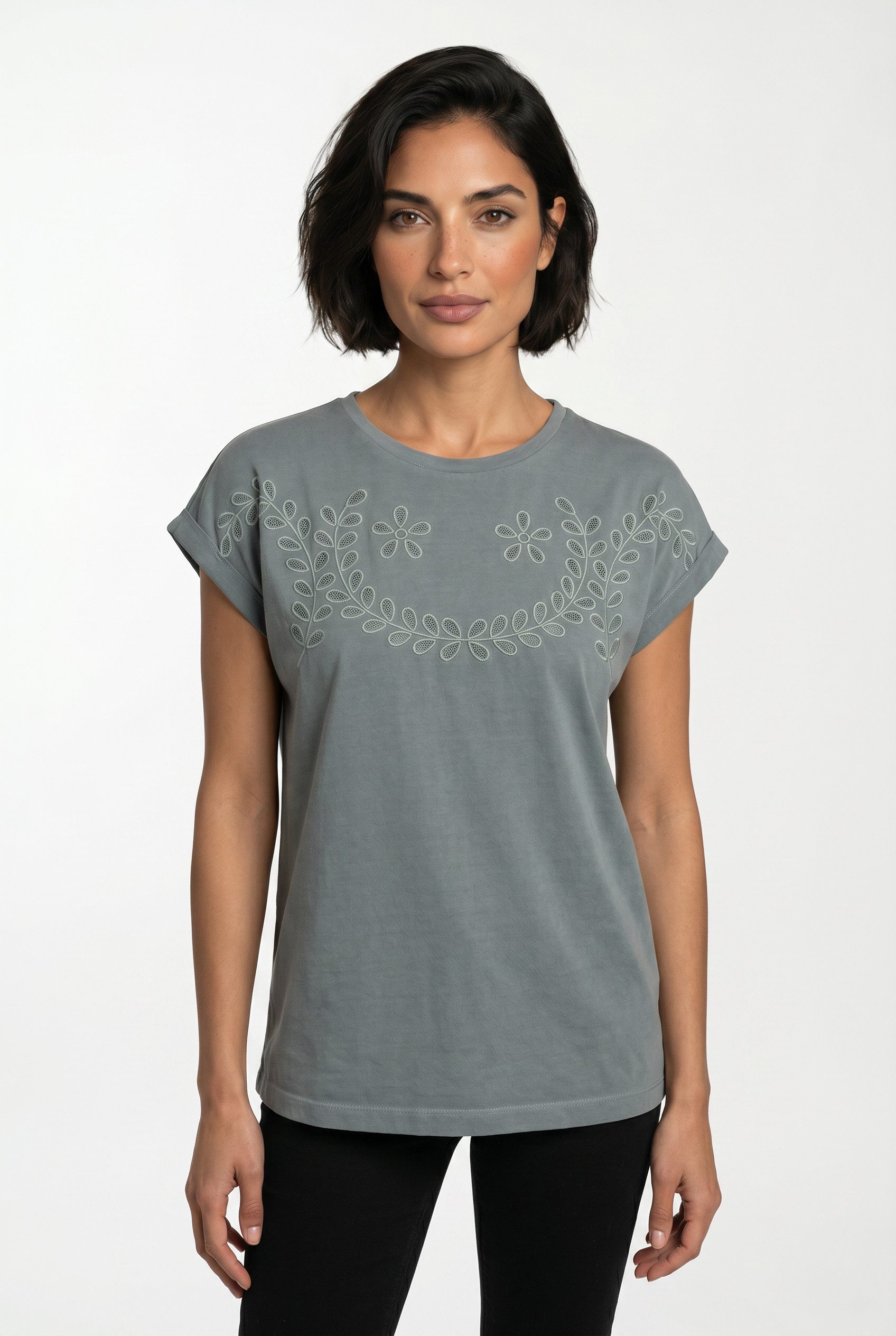 Pepe Jeans T-Shirt MINA mit floraler Lochstickerei