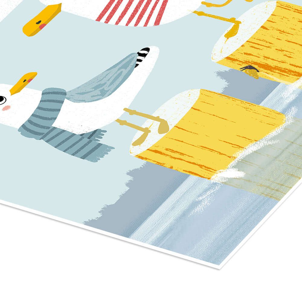 Posterlounge Wandbild Zwei Möwen - Moin Hamburg!, Julia Reyelt, erhältlich als Poster, Leinwandbild, Wandsticker oder Acrylglasbild