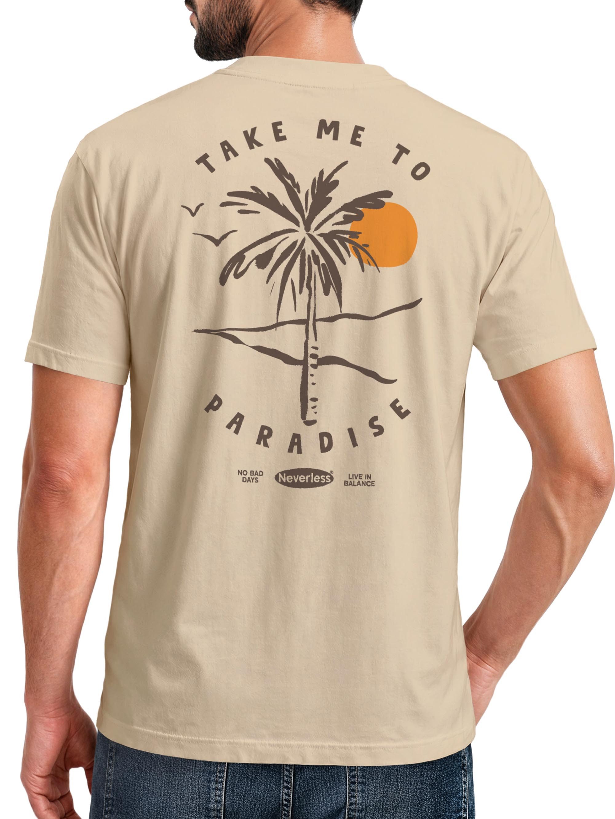 Neverless Print-Shirt Herren T-Shirt Backprint Palmen Aufdruck Sommer Grafikshirt Urlaub mit Print