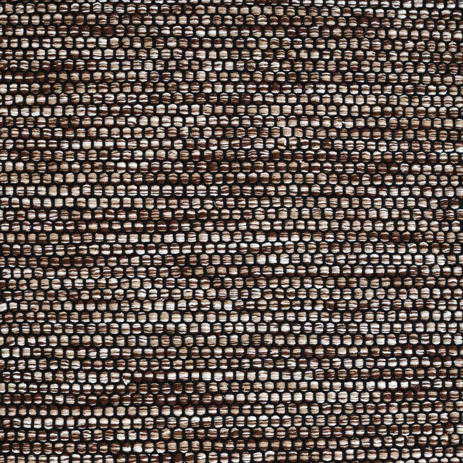 Wollteppich Handwebteppich Borkum Höhe: cm 080x150 Baumwolle, nachhaltig 100% TaraCarpet, Küche rechteckig, mm, braun Wohnzimmer 5 gewebt modern Baumwolle