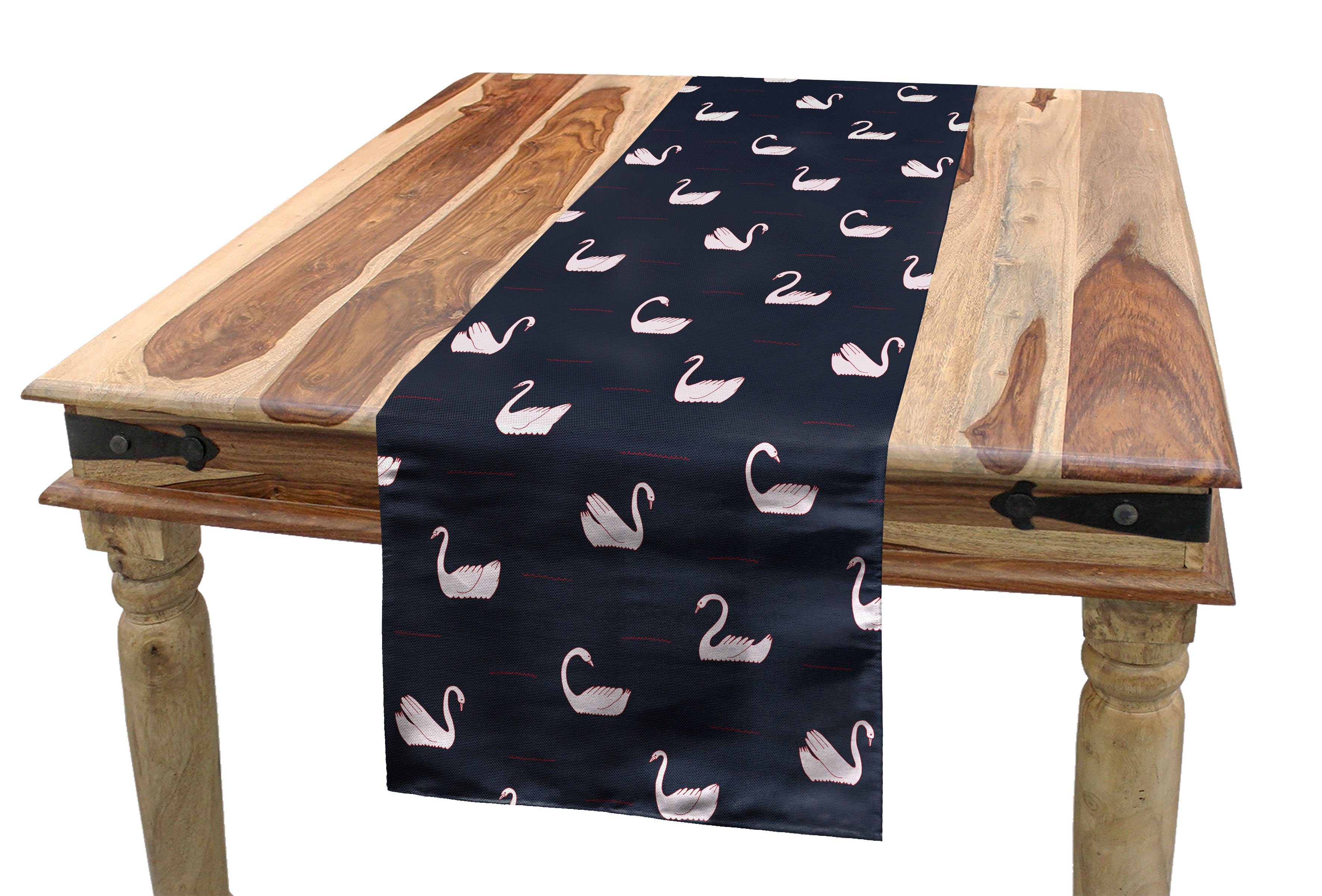 Tischläufer, mit ruhigen Wellen Dunkler Rechteckiger See Küche Schwan Abakuhaus Tischläufer Esszimmer Dekorativer