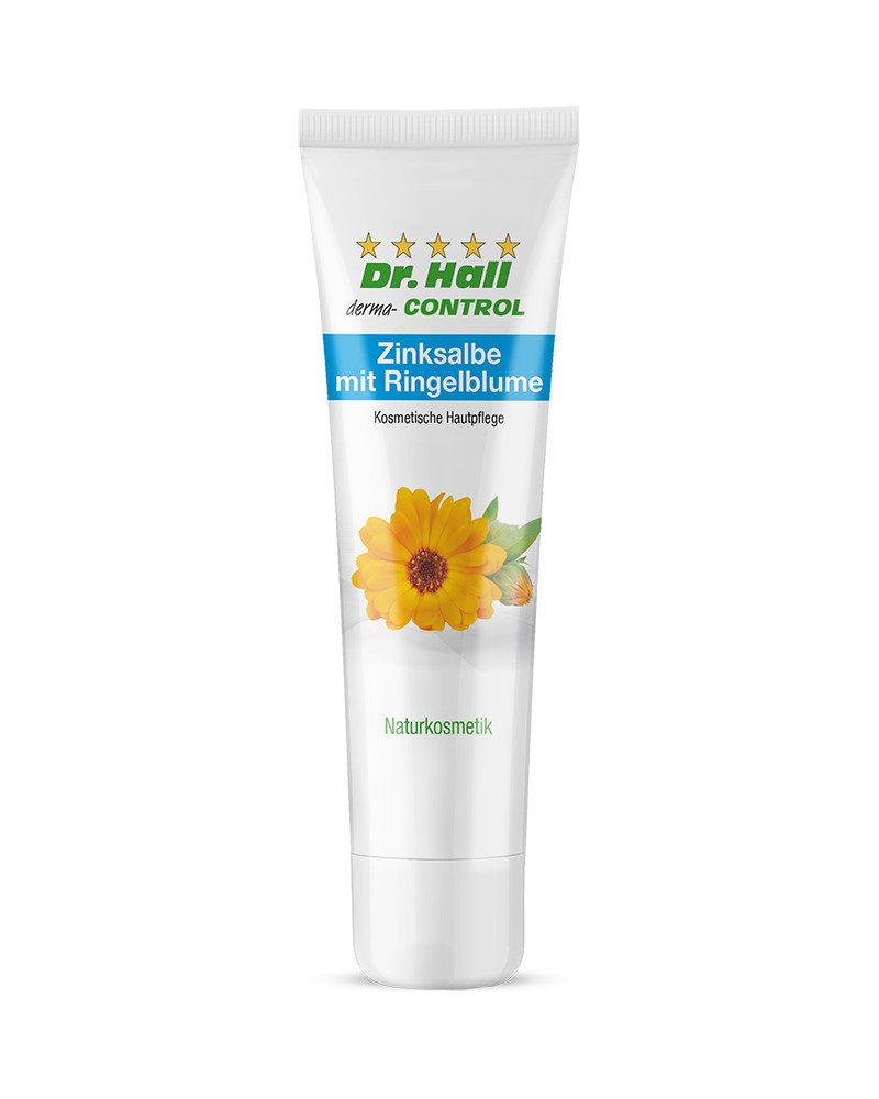 Dr. Hall Hautcreme Ringelblumensalbe mit Zink und Mandelöl, Beruhigt und pflegt raue, gereizte Haut