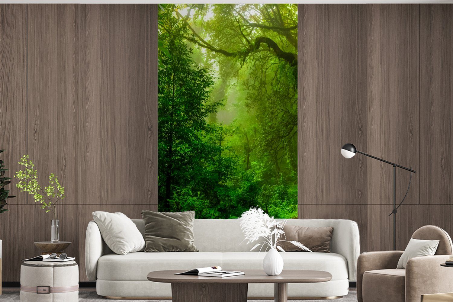 - Landschaft MuchoWow Fototapete Dschungel bedruckt, Küche, Vliestapete für Matt, St), Wohnzimmer Sonne - (2 Tropisch - - Grün, Fototapete Schlafzimmer