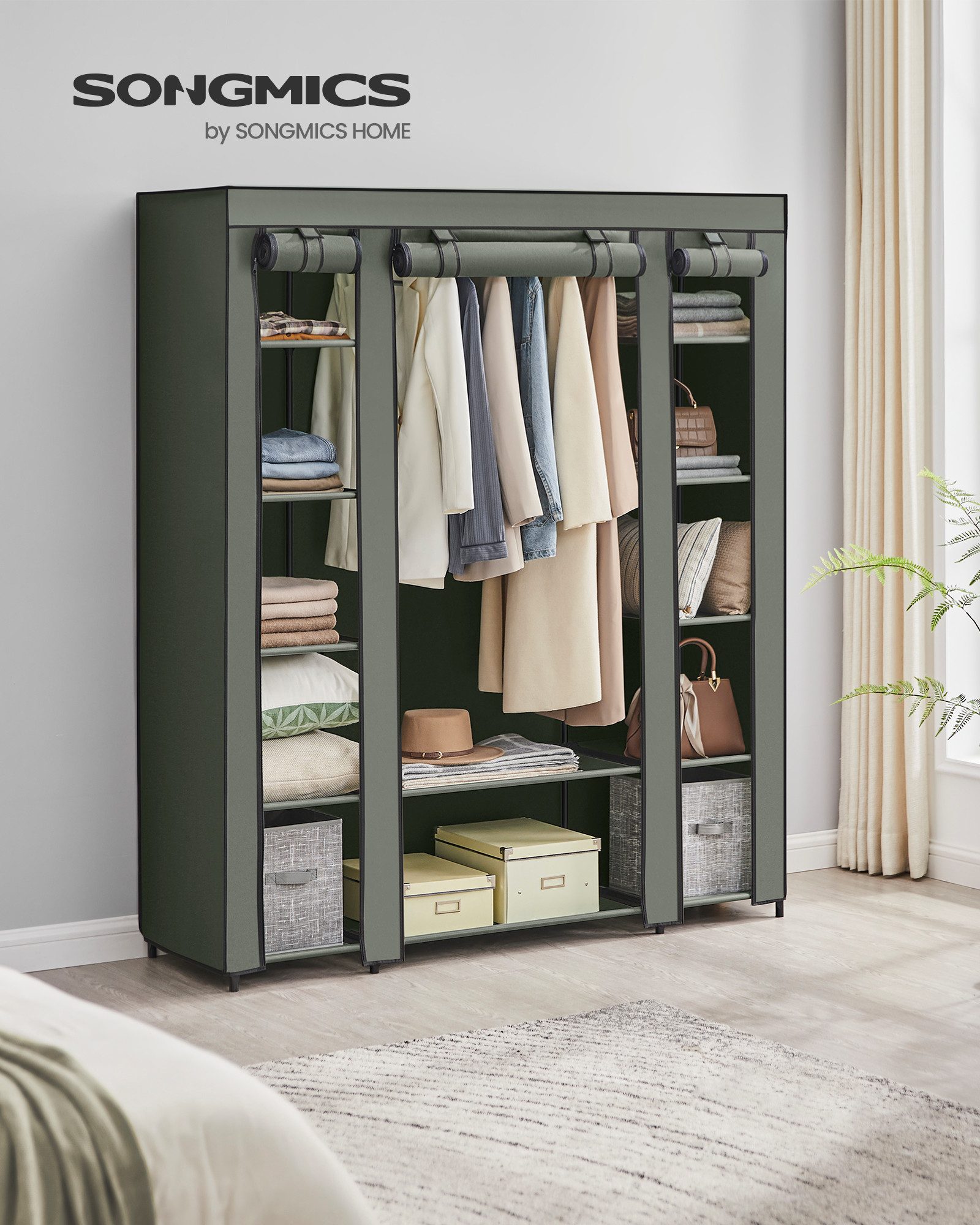SONGMICS Kleiderschrank Stoffschrank mit Überzug aus günstig online kaufen