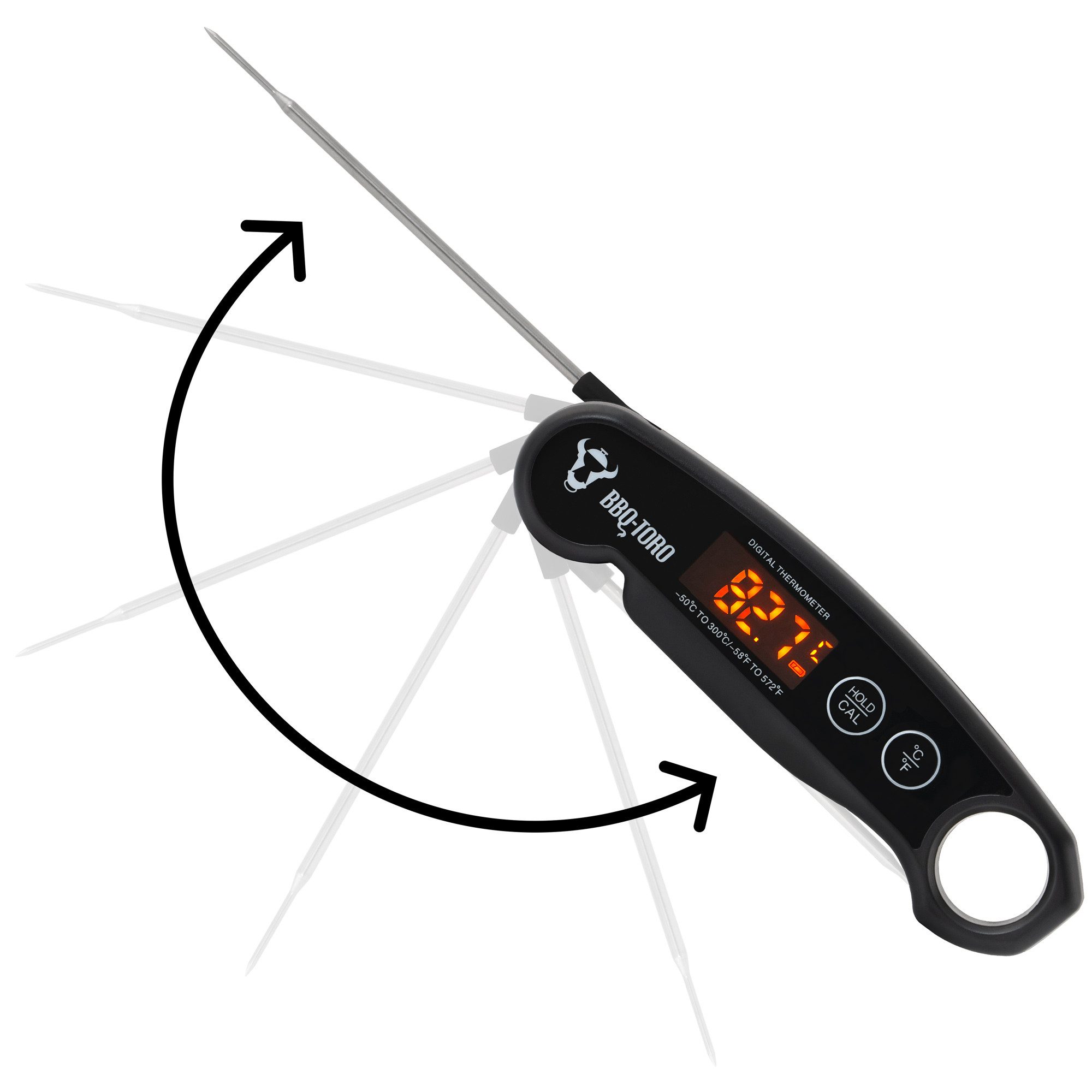 BBQ-Toro Grillthermometer Bratenthermometer wiederaufladbar mit LCD Display, digital, 2-tlg., Wiederaufladbar