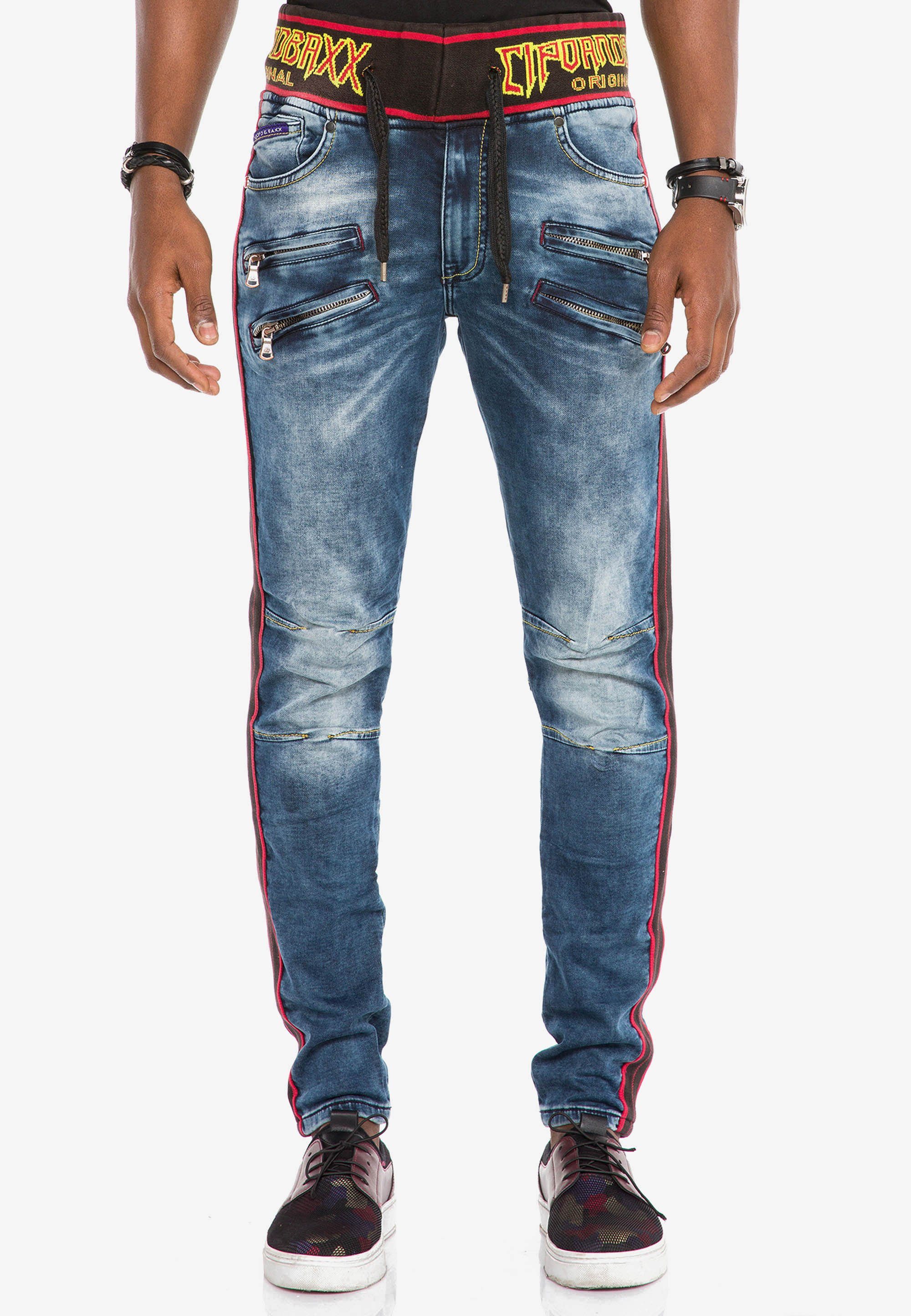 Cipo & Baxx Bequeme Jeans in Fit mit Kordelbund Slim