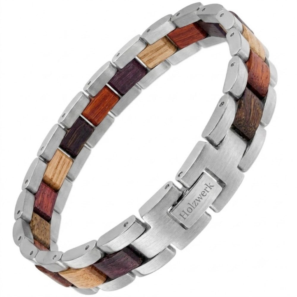 Holzwerk Edelstahlarmband Designer Holz Armband, Armkette Gliederarmband, inklusive Armbandkürzer, Holz Unikate, ideal auch als Geschenk