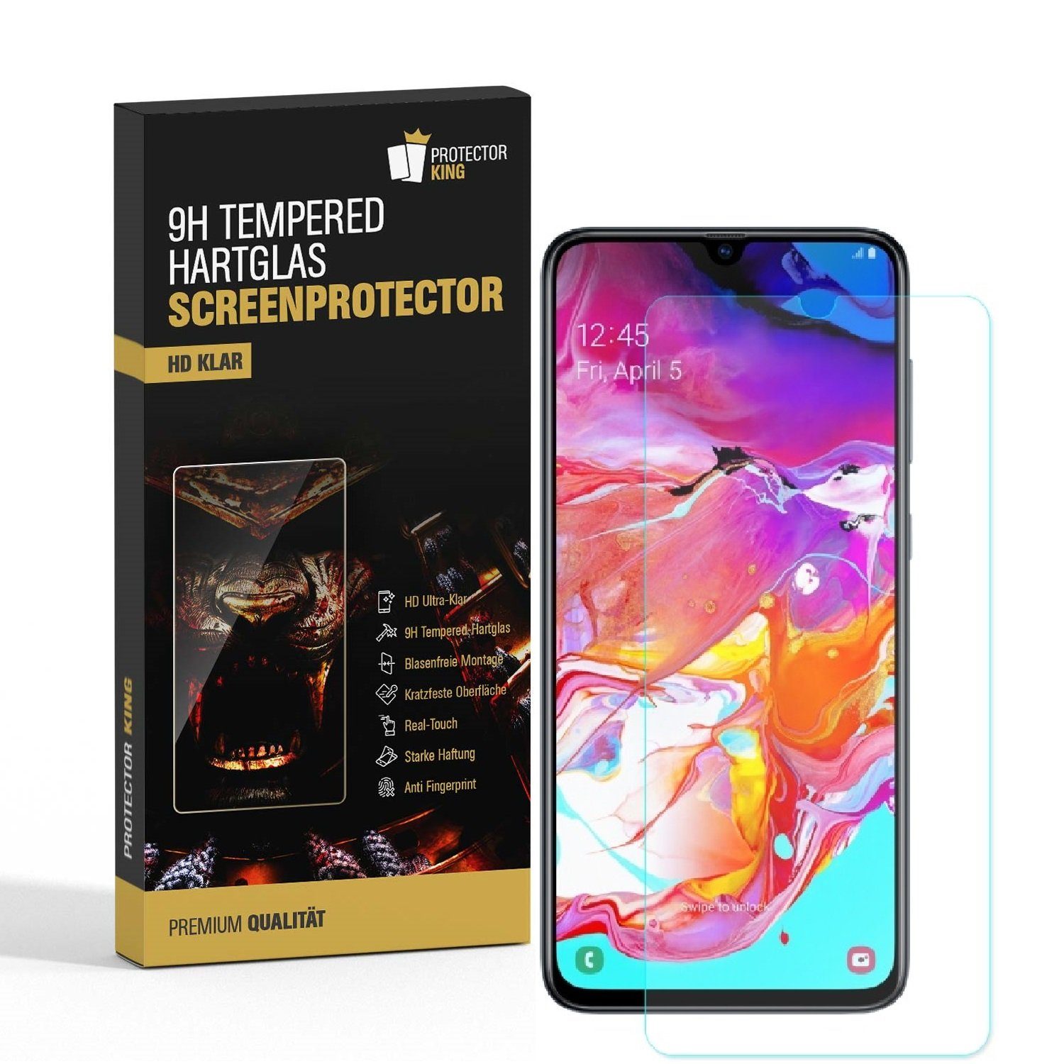 Protectorking Schutzfolie 2x 9H Panzerglas für Samsung Galaxy A20 Displayschutz Panzerfolie, (2-Stück), Displayschutzglas, Schutzglas Echtglas Tempered 9H Härte HD-KLAR