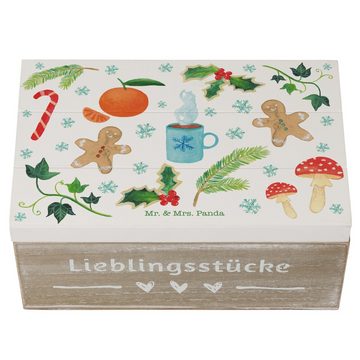 Mr. & Mrs. Panda Dekokiste Winter - Geschenk, Holzkiste, Aufbewahrungsbox, Kiste, Blumen Deko, S (1 St)