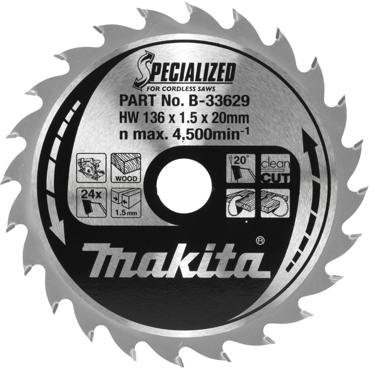 Makita Kreissägeblatt B-33629 SPECIALIZED Sägeb.136x20x24Z