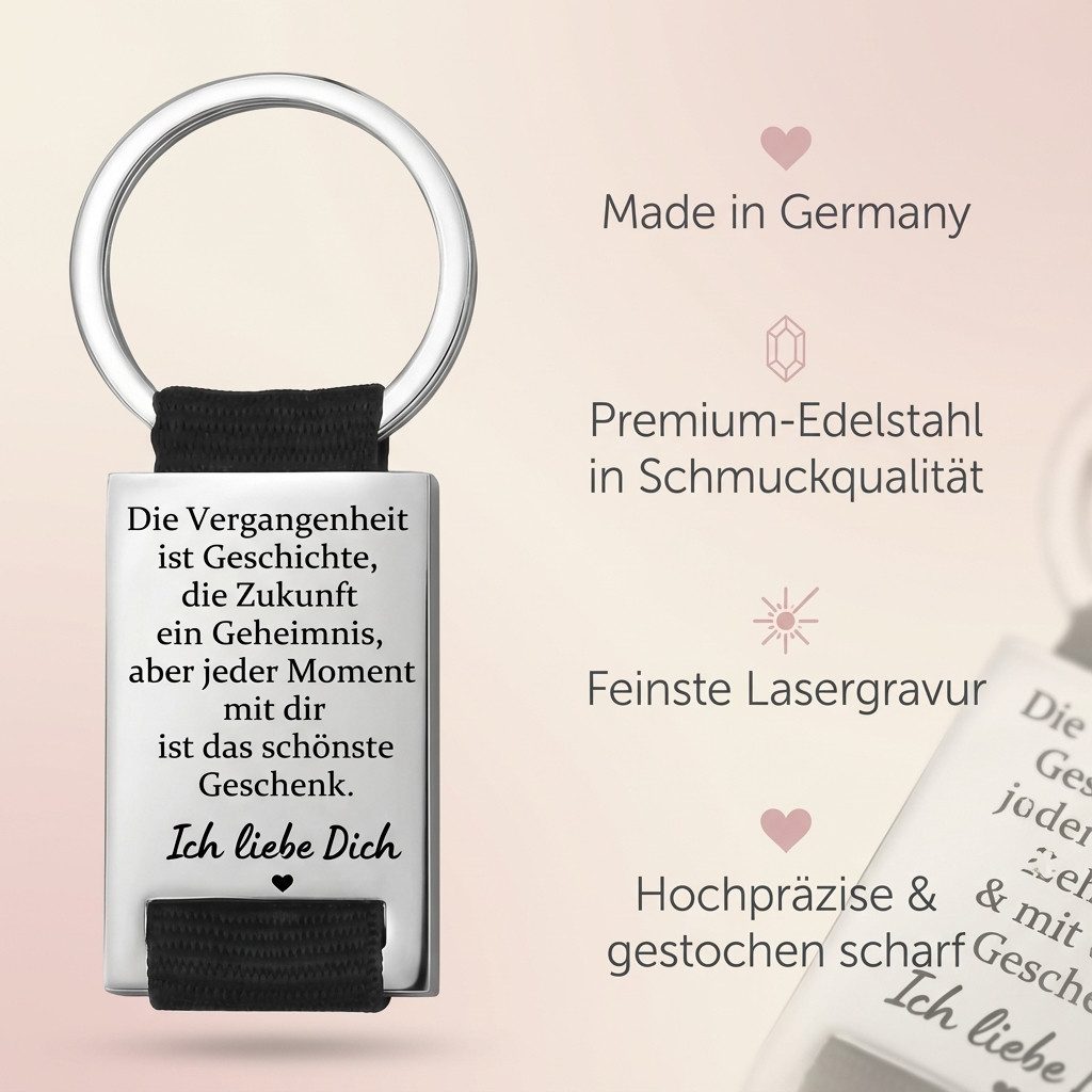 Geschenkehöhle Schlüsselanhänger PREMIUM Schlüsselanhänger mit edler Gravur als Schutzengel, Ein Schlüsselanhänger – fünf Botschaften, ein Gefühl: Liebe.
