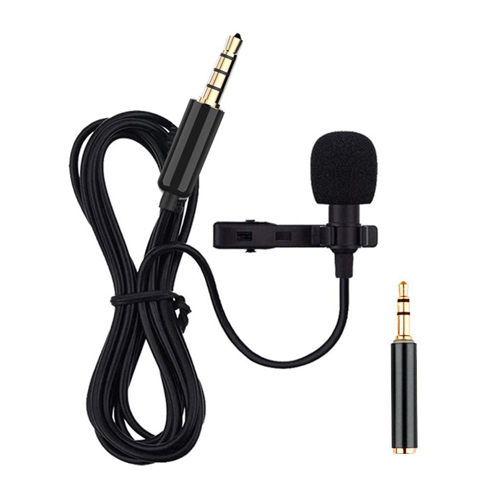 Bolwins Mikrofon P85C Lavalier Mikrofon Ansteckmikrofon für 3.5mm Handy PC mit Clip (Set, 2-tlg), Omnidirektionales Lavalier-Mikrofon für klare Sprachaufnahmen