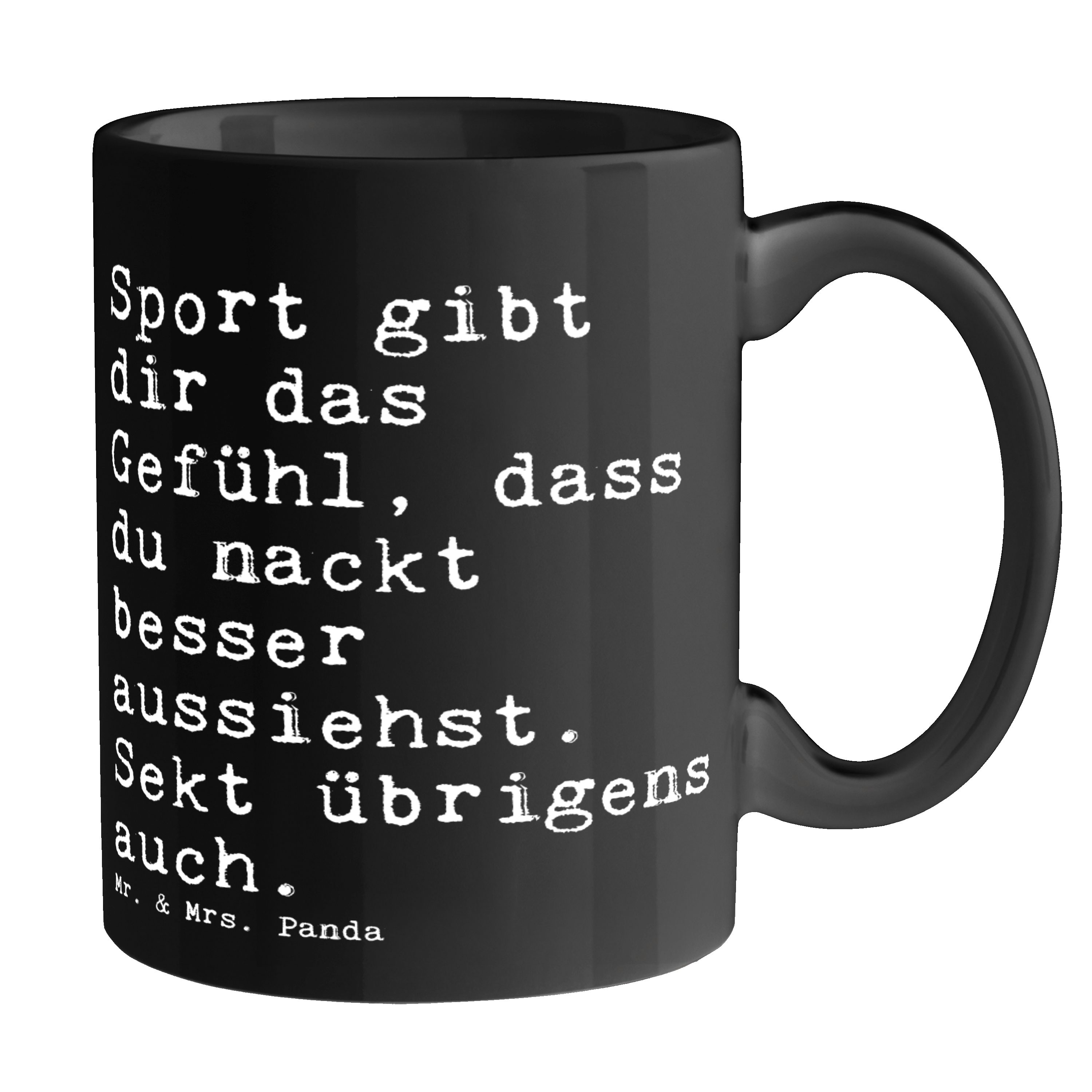 Keramik Schwarz nackt, - Tasse Mrs. - Panda Schwarz Tee, gibt dir & Mr. Sport das... lustig, Spruc, Geschenk,