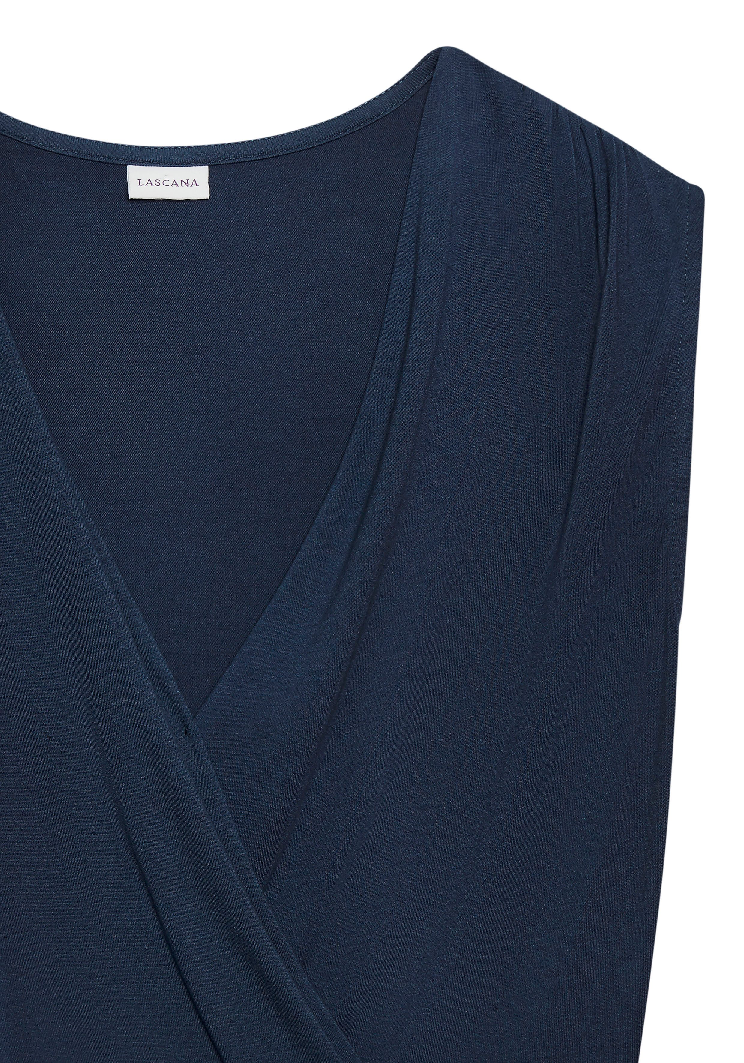 LASCANA Shirttop mit Wickelausschnitt und taillierter Form Jerseytop mit breiten Trägern, Sommertop mit V-Ausschnitt, Trägertop – Bild 5 von 5