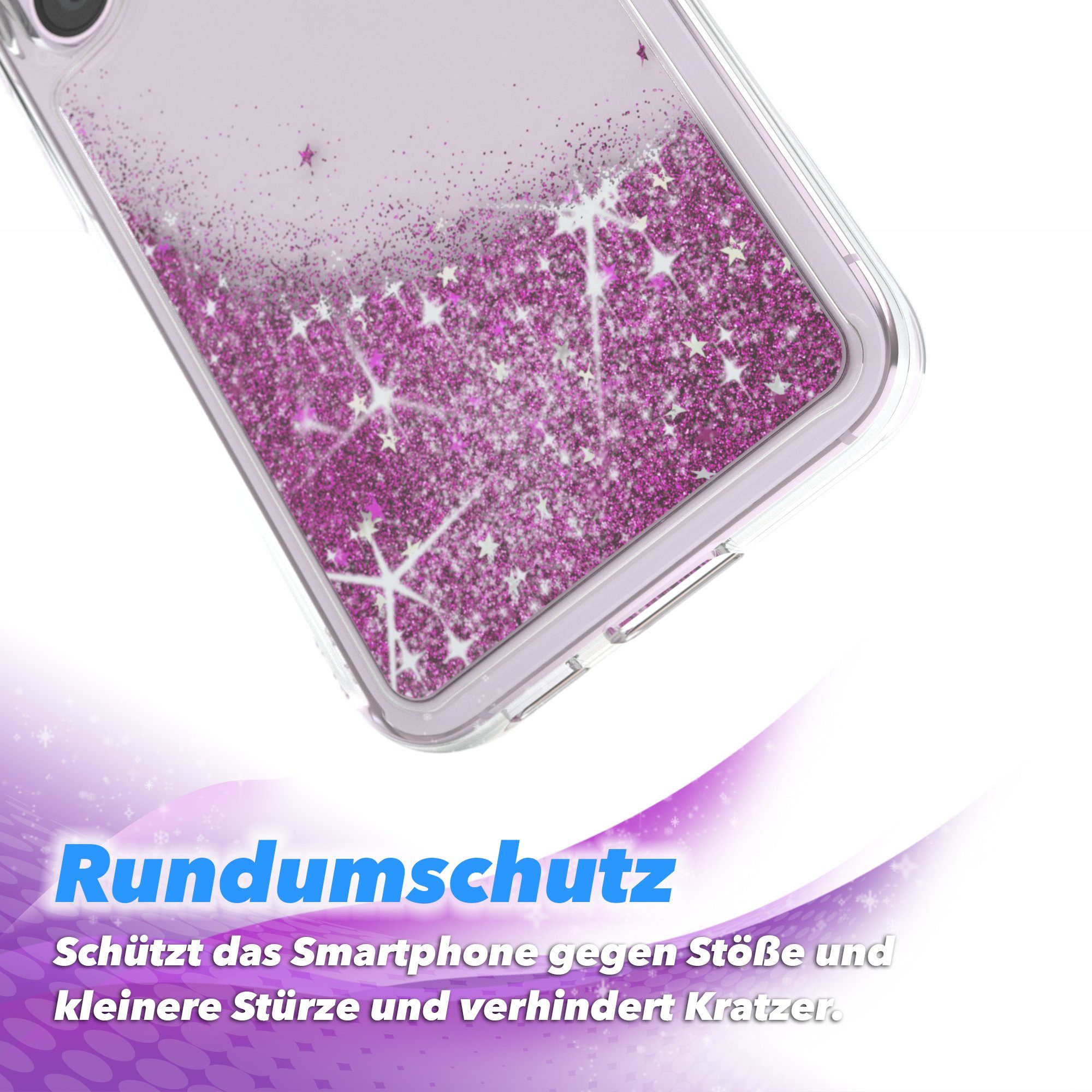 EAZY CASE Handyhülle Liquid Glittery Case für Samsung Galaxy S23 6,1 Zoll, Bumper Case Back Cover Glitter Glossy Handyhülle Etui Violett Lila – Bild 5 von 5