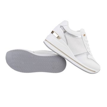 Ital-Design Damen Low-Top Freizeit Sneaker (86016570) Keilabsatz/Wedge Sneakers Low in Weiß