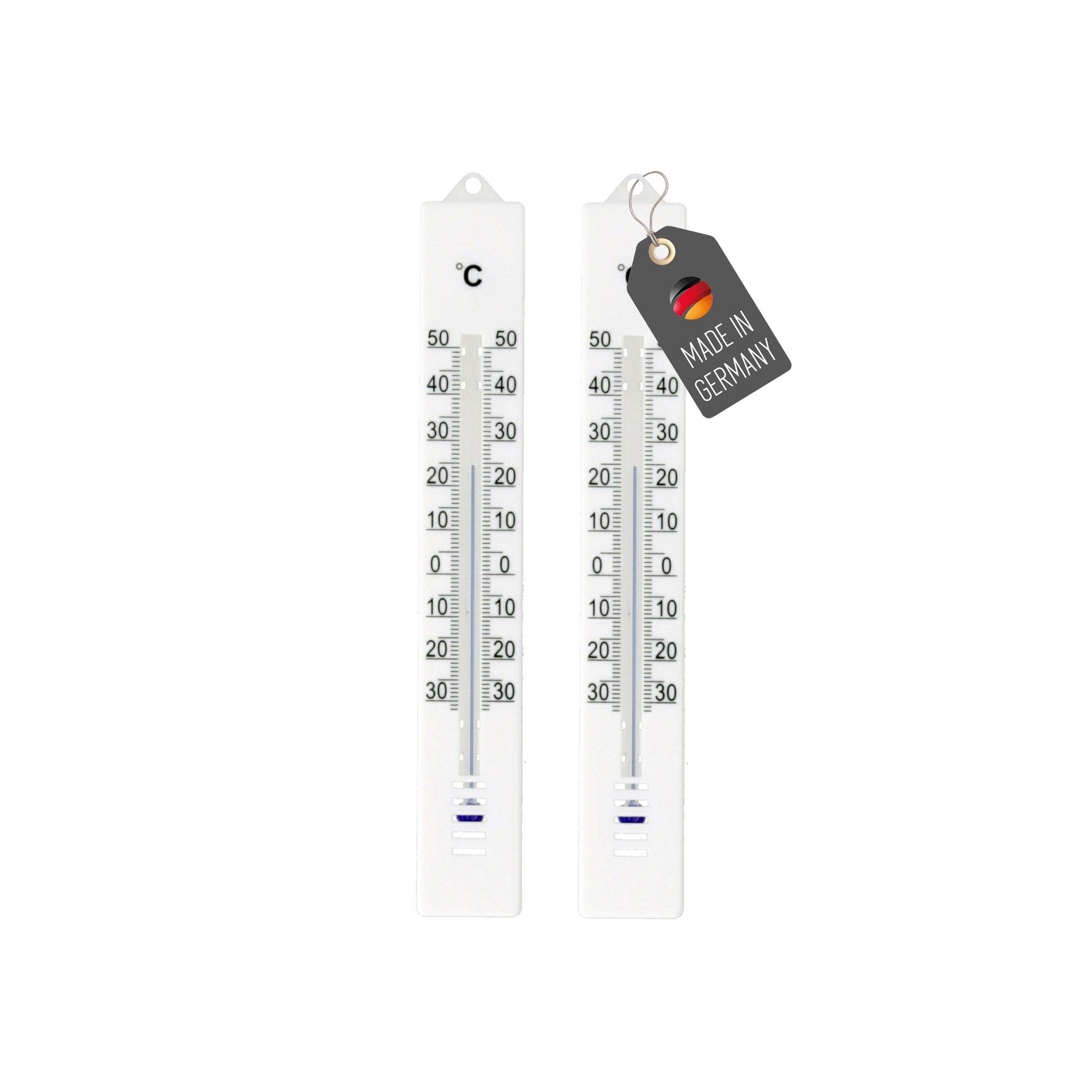 Lantelme Raumthermometer 2 Stück Analoges Thermometer Set 17cm Innen Außenthermometer, 2-tlg., Gartenthermometer, Deutsche Herstellung, Temperatur -30 bis 50°C, Farbwahl