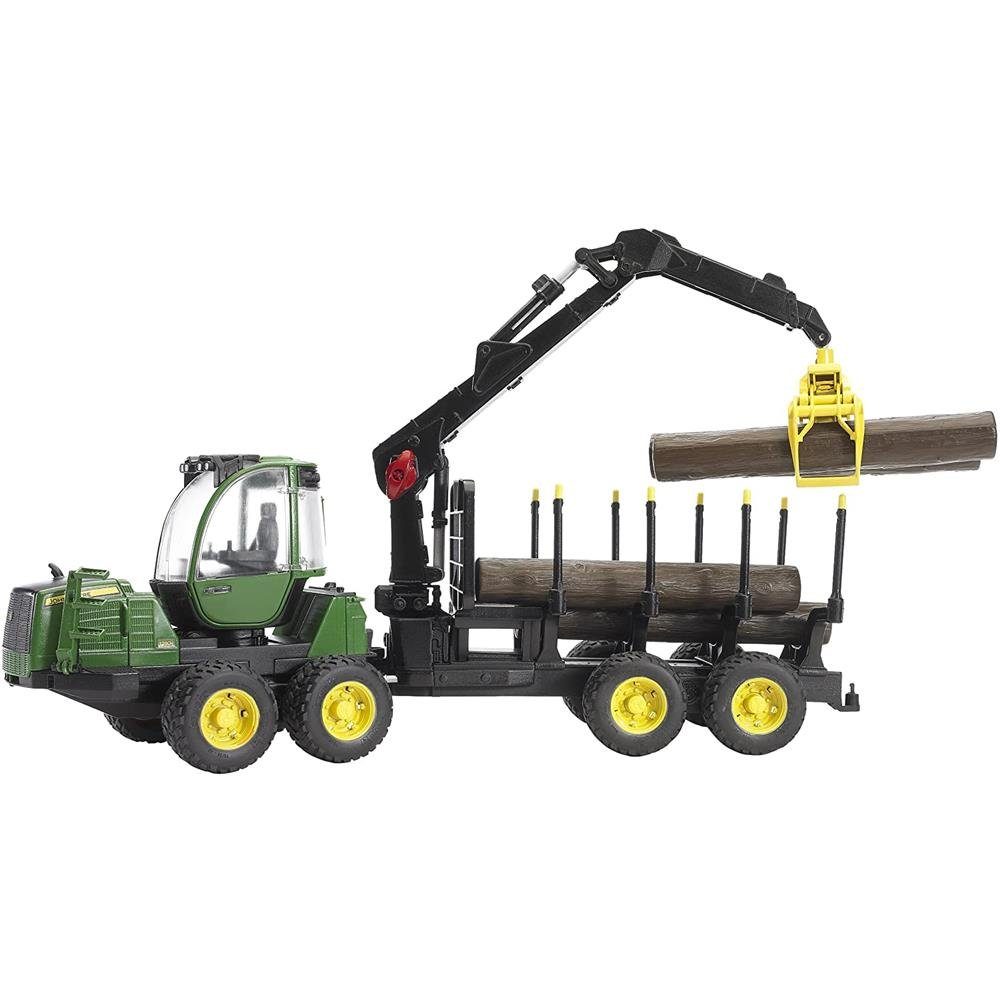 Bruder® Spielzeug-Traktor 2133 John Deere 1210E, Rückzug, mit 4 Baumstämmen und Holzgreifer, Maßstab 1:16