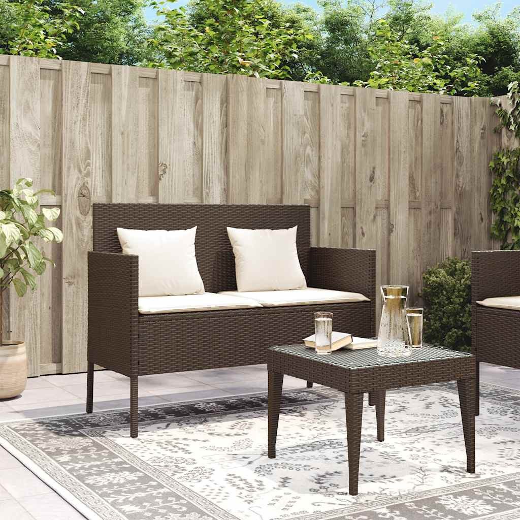 vidaXL Gartenbank Gartenbank mit Kissen Braun Poly Rattan (1-St)