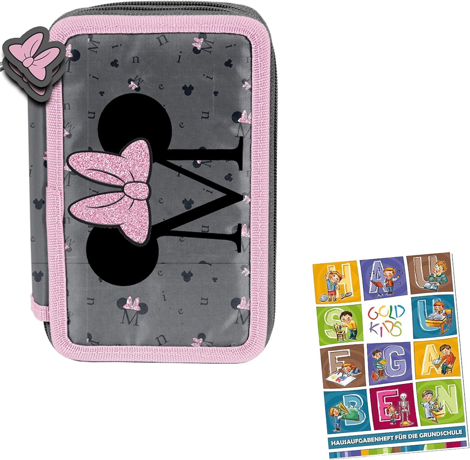 GOLDKIDS Пеналы Federtasche Minnie Mouse 3-fache Federmappe Пеналы 45-, (teilig gefüllte Schüleretui Stifte und, 1-tlg., Pinsel inkl. Aufgabenheft Federbox Etui), Stiftetasche Schlamper-Etui Schul-Etui