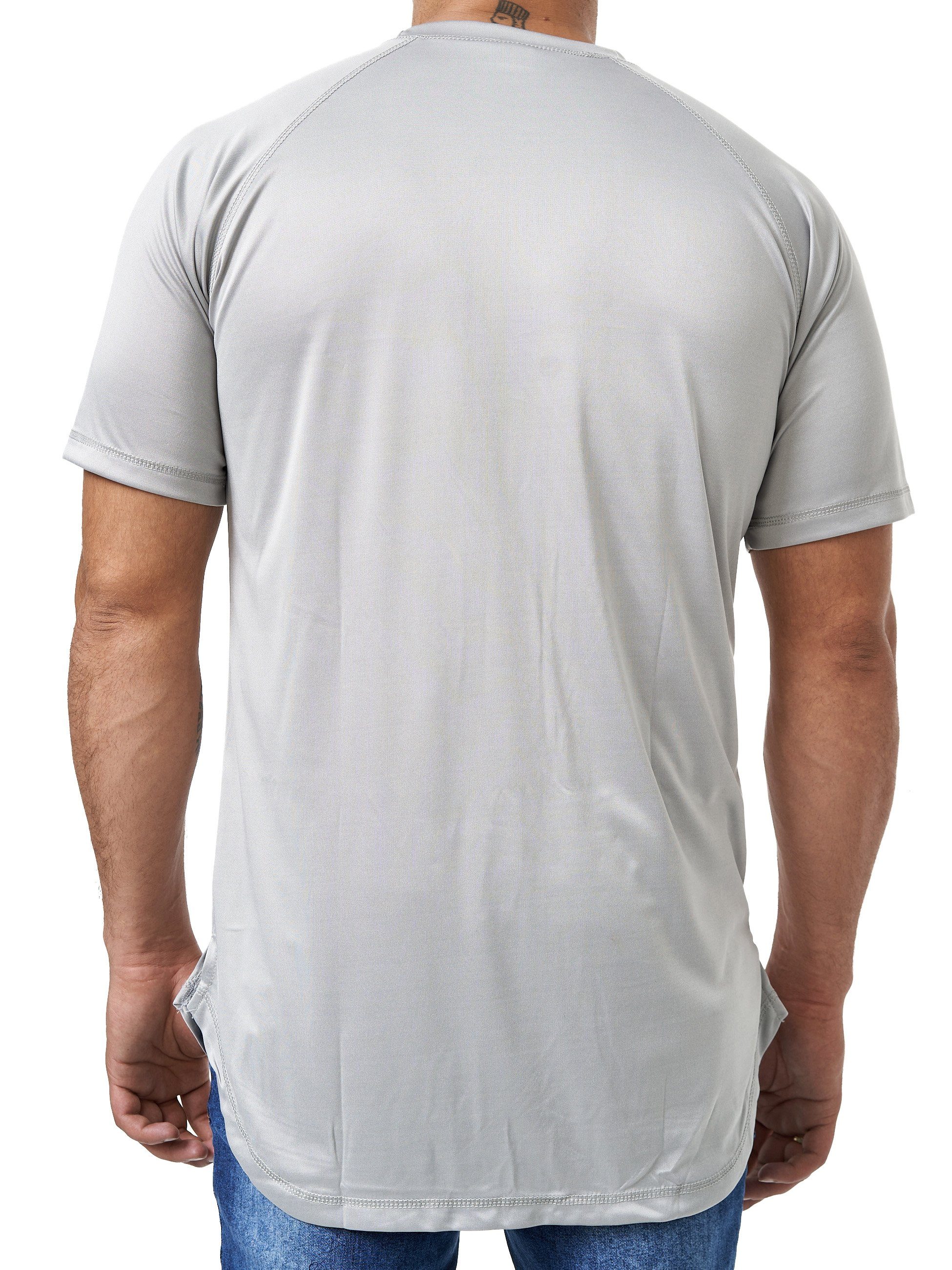 Elara T-Shirt Elara Herren Fitness Dry-Fit Hellgrau Rundhalsschitt (1-tlg) T-Shirt