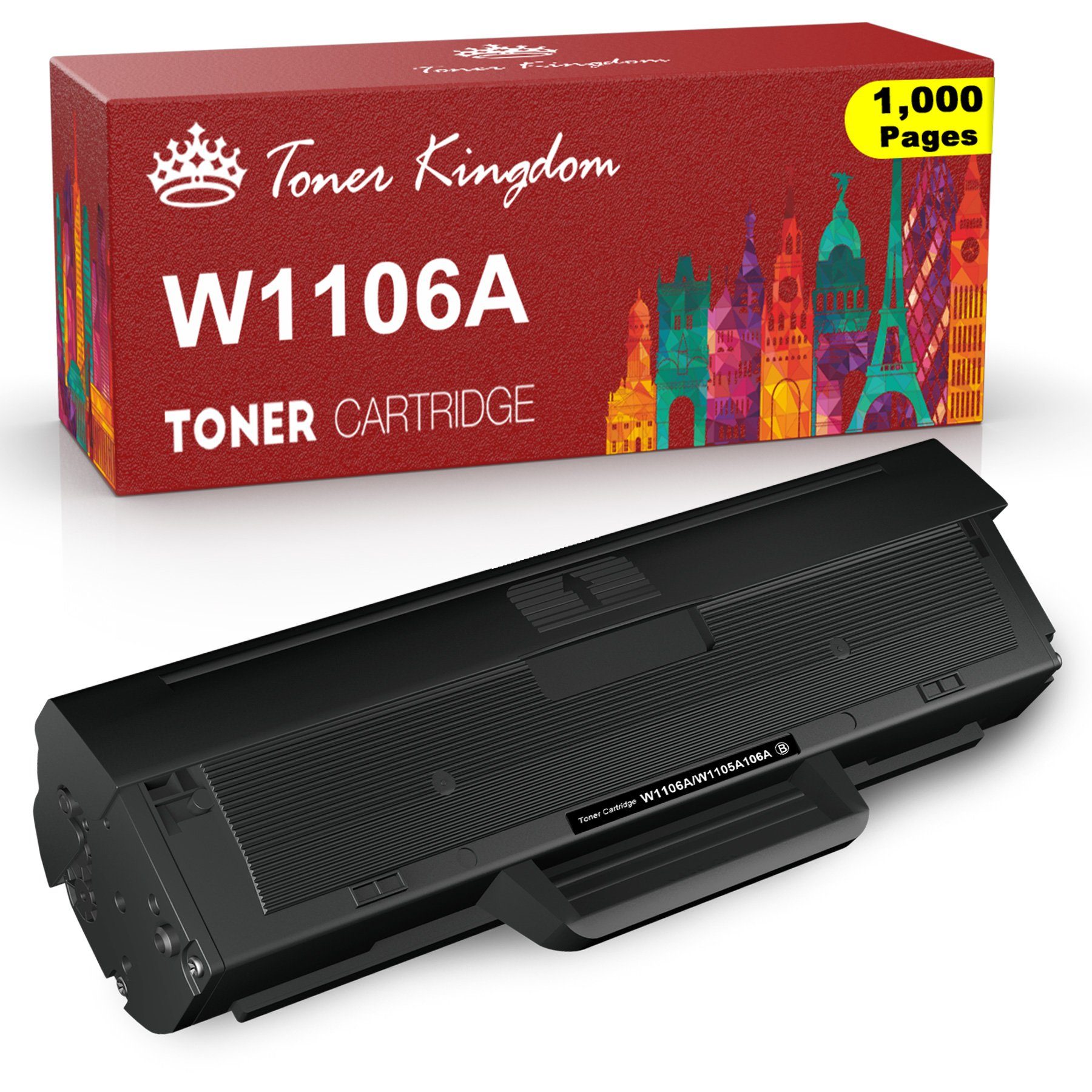 Toner Kingdom Tonerpatrone für HP (Mit MFP W1106A, 1-St), Laser 106A 107a 137fnw chip, 135wg 135a