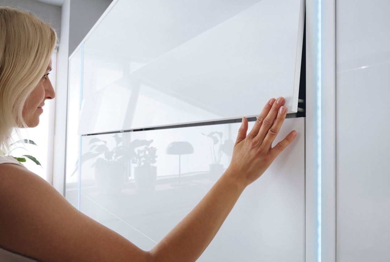 Friderik-EU Schrankbett Horizontal Wandklappbett Lenart Bed Concept - inklusive Trageservice (mit LED) Horizontal Wandklappbett mit pneumatischer Hebehilfe, Soft-Close