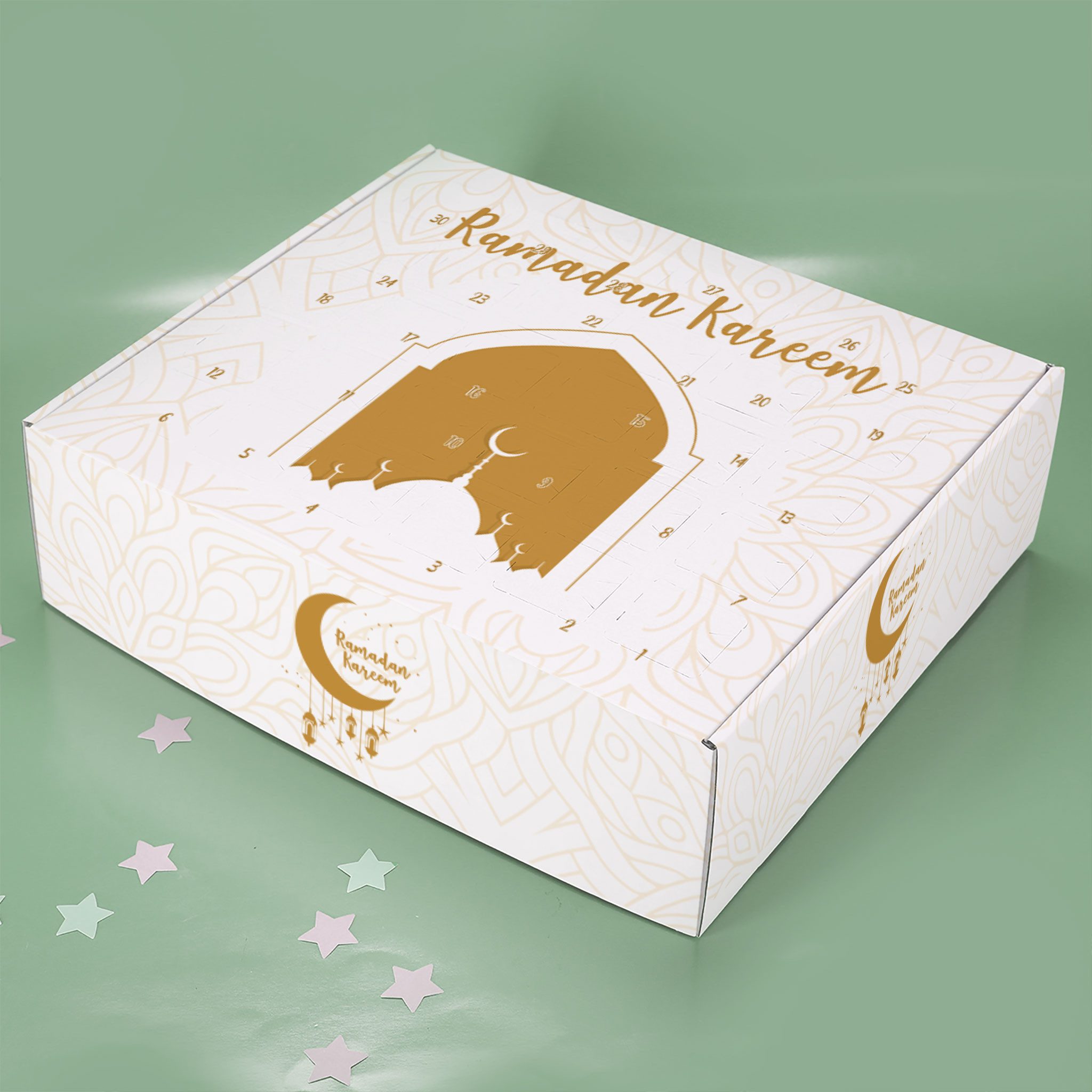 Herz & Heim Kalender zum Selbstbasteln zu Ramadan - DIY Ramadankalender zum Befüllen, mit 30 Fächern, viele Motive