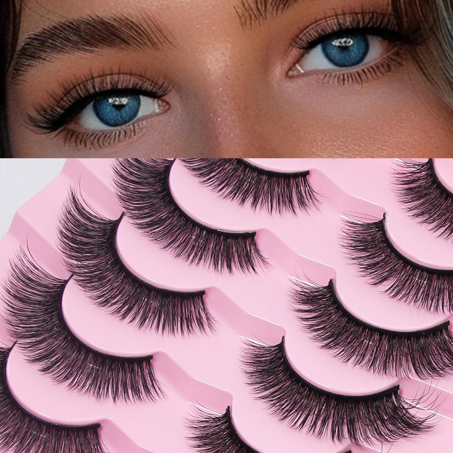 LuxusKollektion Bandwimpern Wimpern 7 Paar 3D Falsche Wimpern Natürliche Optik