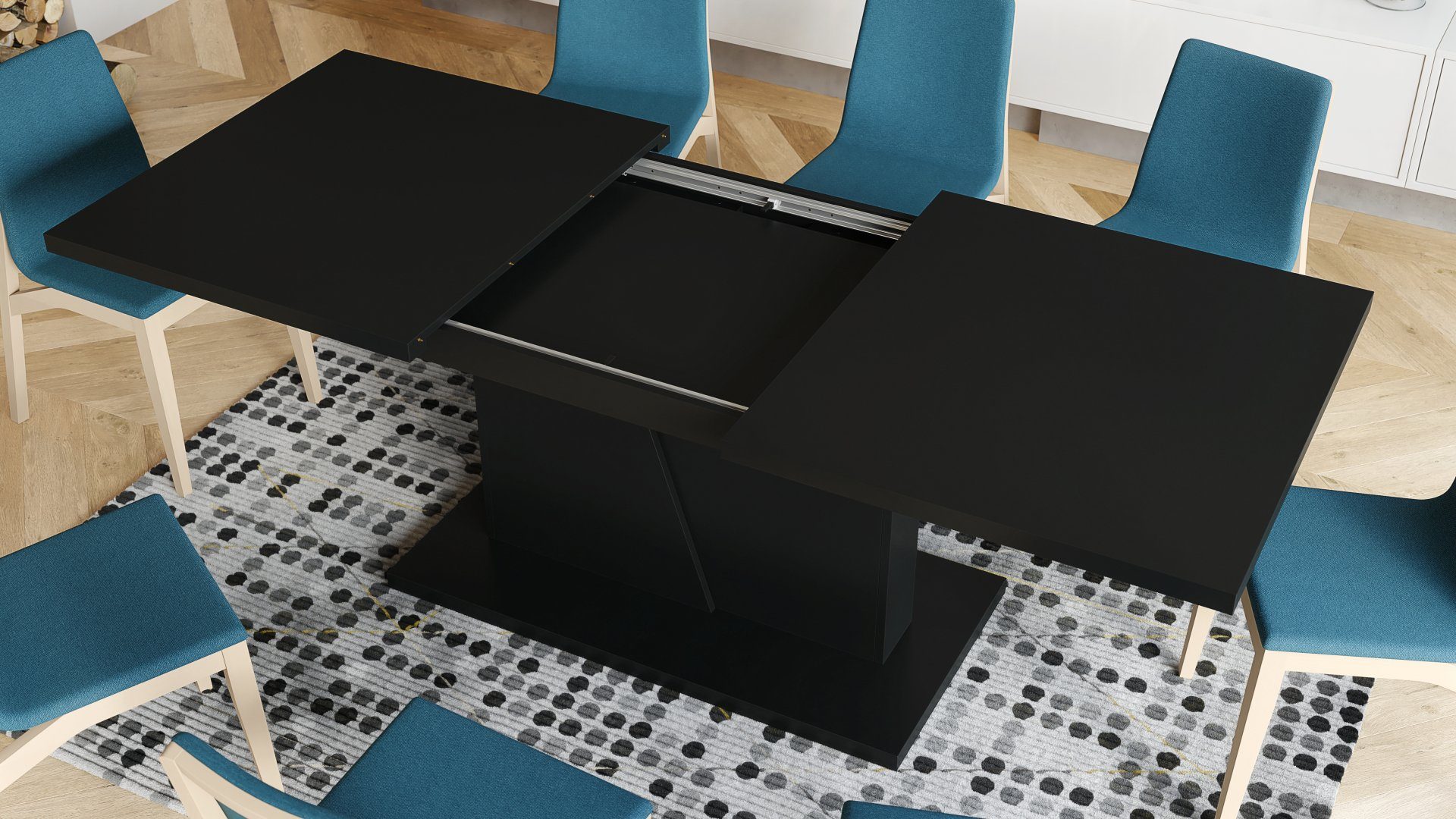 Esstisch Design 218 Mazzoni Esstisch bis cm Schwarz ausziehbar Noble matt Noir Tisch 160