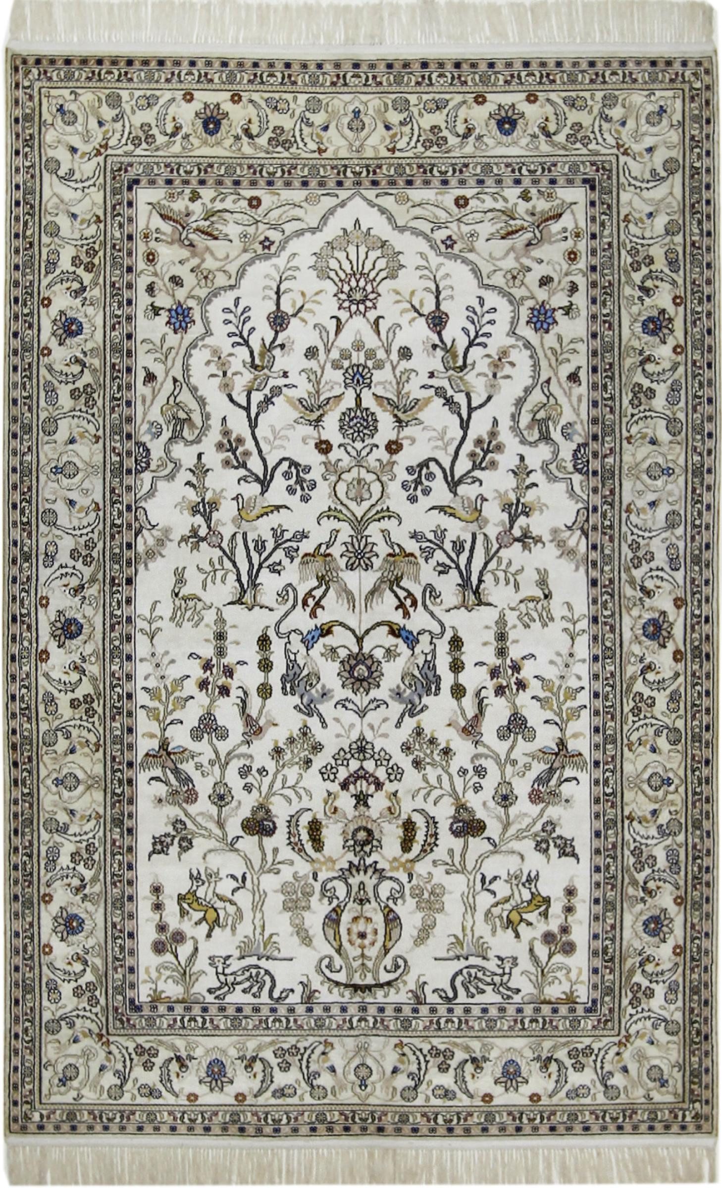 Nain Trading Seidenteppich Hereke Seide 121x182 Handgeknüpfter Orientteppich, rechteckig, Höhe: 5 mm