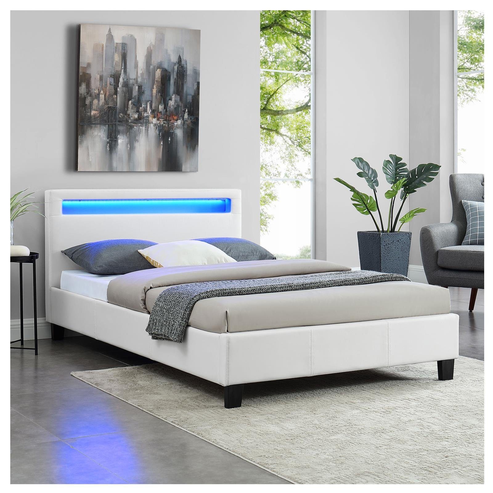 CARO-Möbel Polsterbett MIRASOL, Polsterbett mit LED günstig online kaufen