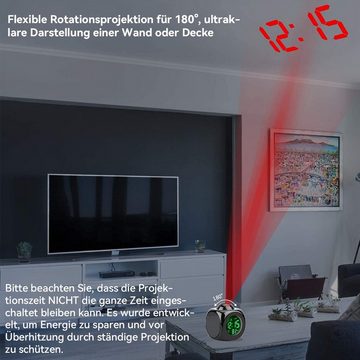 Welikera Projektionswecker Projektionswecker, Nachtlicht Temperaturanzeige LED-Uhr