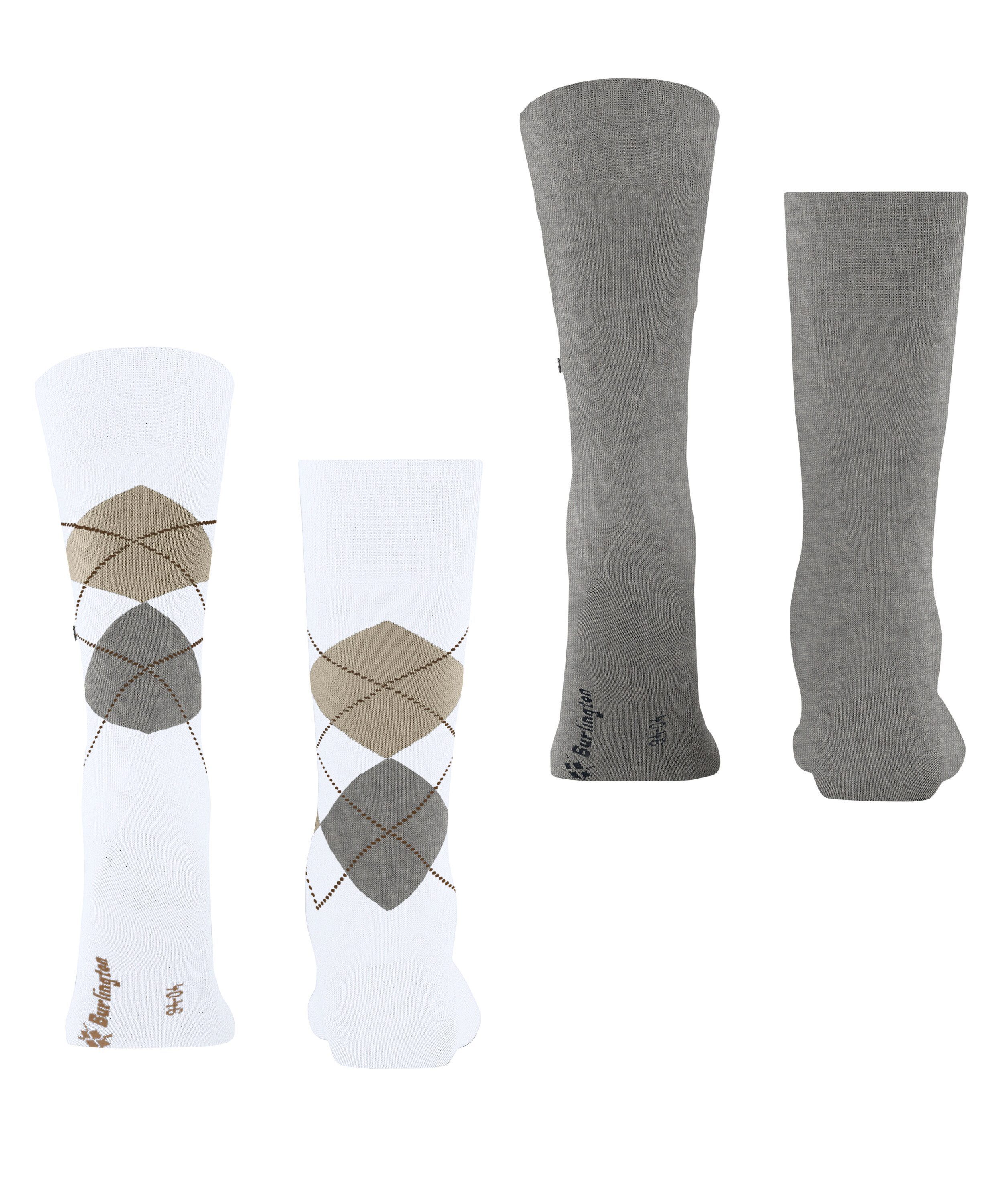 Burlington Socken Everyday Argyle Mix 2-Pack Socken (2-Paar) aus weicher gekämmter Baumwolle