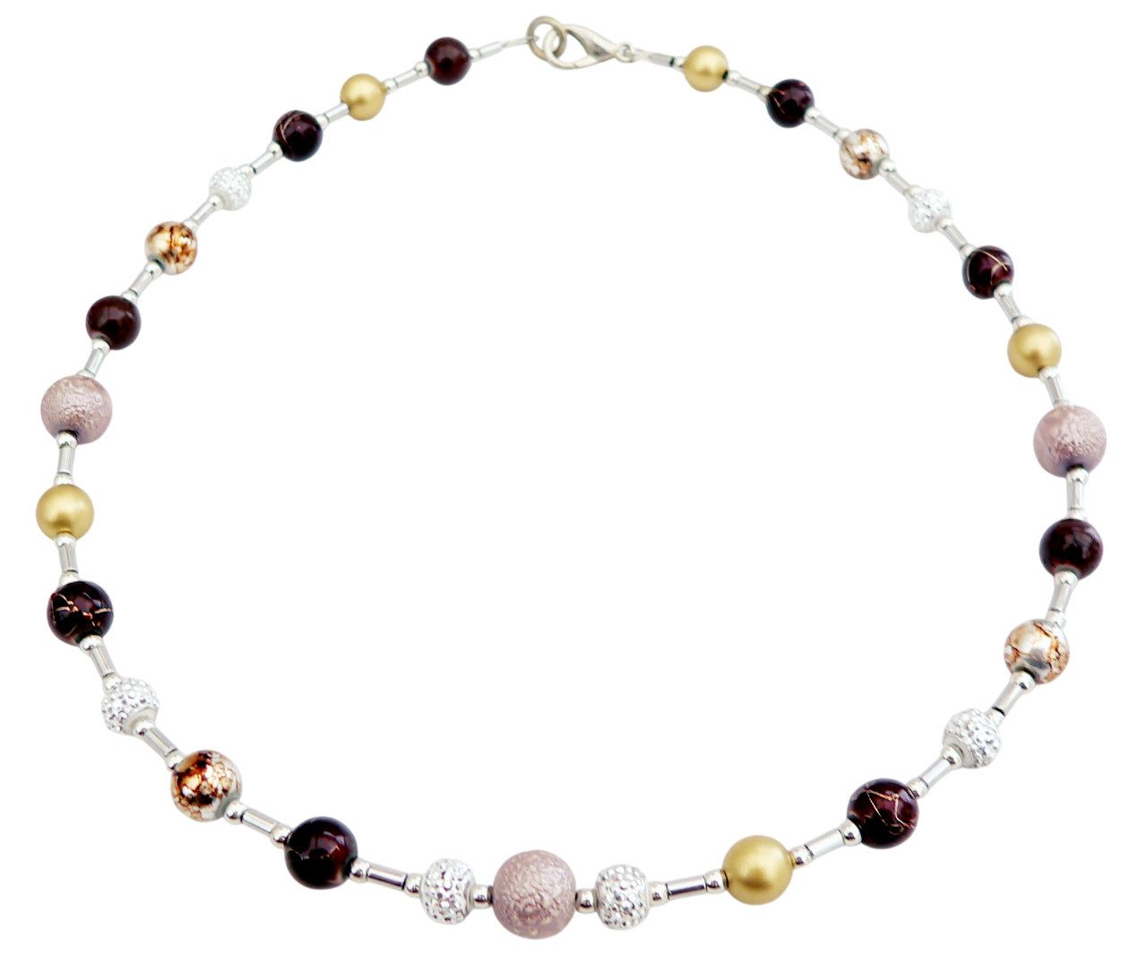 traumschmuck Perlenkette 245c Halskette Perlenkette Glasperlen braun gold schlamm Hämatit (Geschenk, Muttertag, Weihnachten, Geburtstag, Valentinstag, incl. Schmuckbox), handgefertigt, Made in Germany